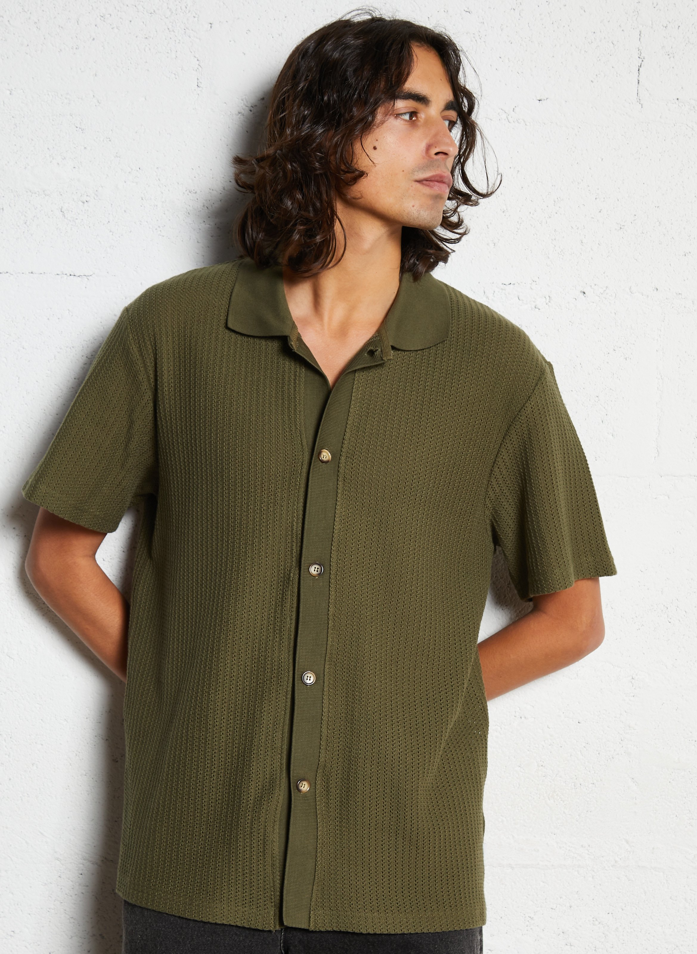 Gerade geschnittenes Poloshirt aus Bio-Baumwolle LES DEUX Khaki