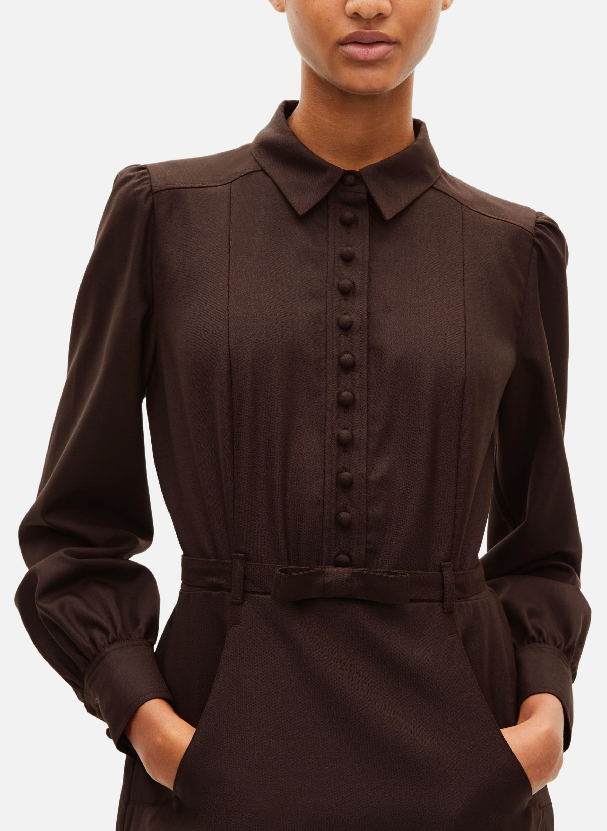Robe courte en laine THE KOOPLES Marron