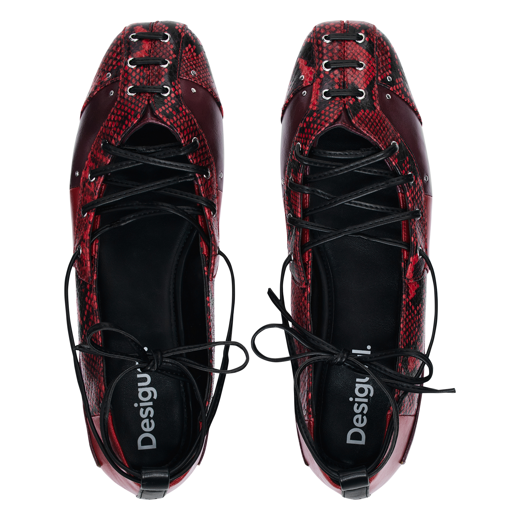 Printed leather ballet flats DESIGUAL Red