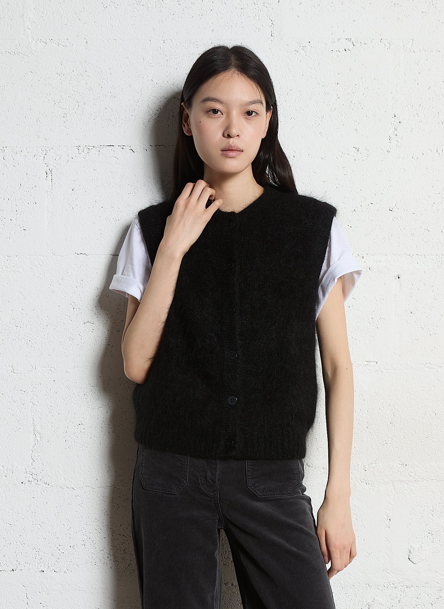 Straight mohair-blend cardigan MAISON 123 Black