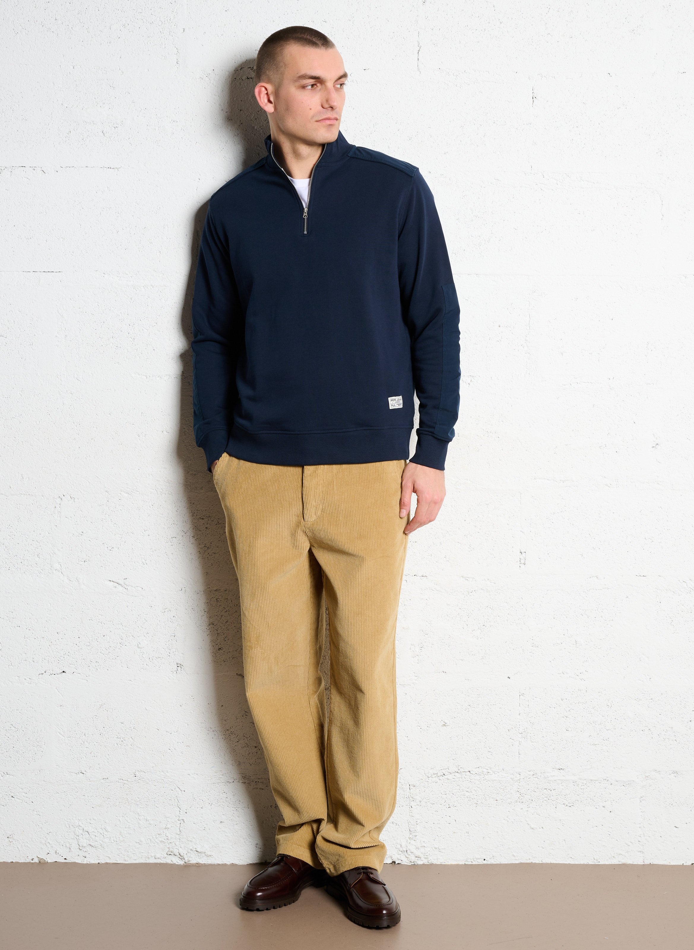 Straight high-neck cotton sweatshirt PEPE JEANS Blue