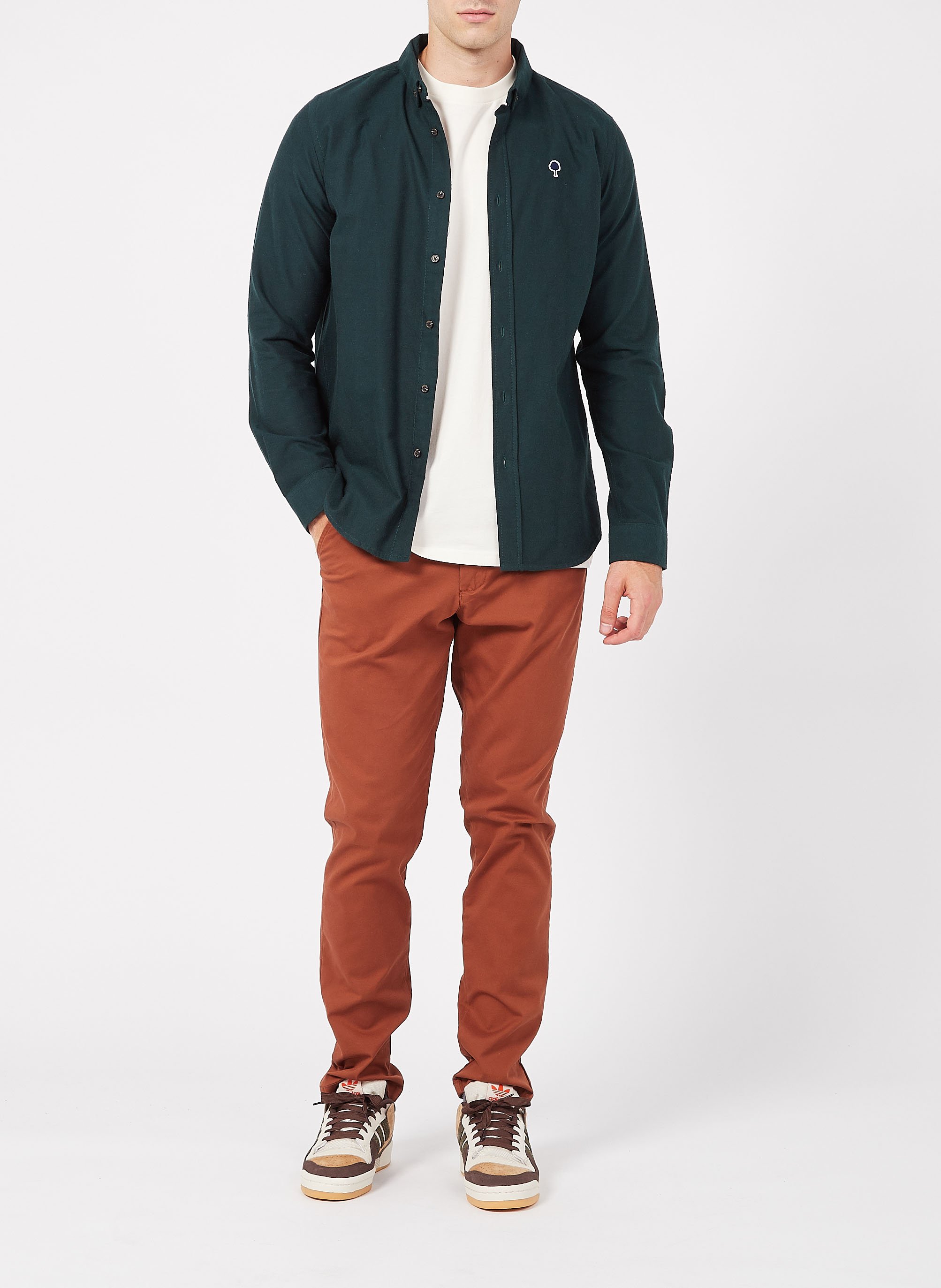 Chemise col américain en coton bio  FAGUO Vert