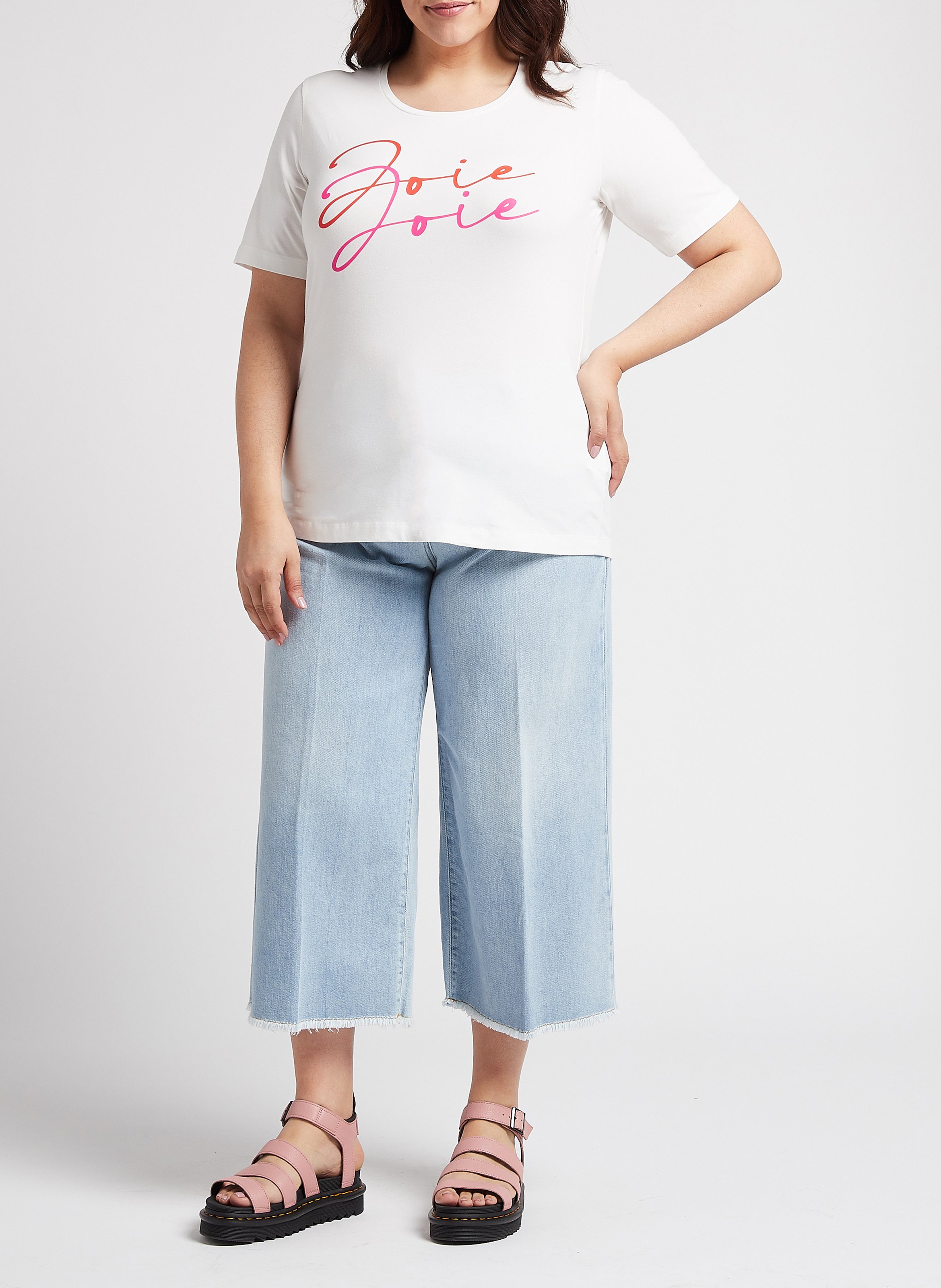 T-Shirt aus Baumwoll-Mix mit Siebdruck PERSONA by Marina Rinaldi Weiss