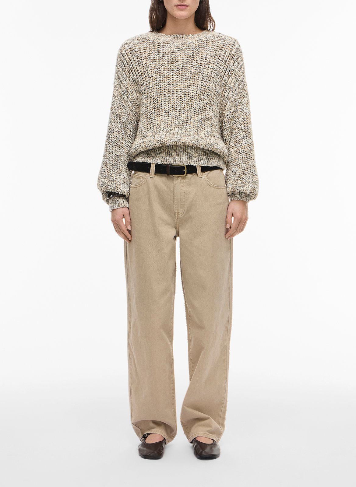 Jean large en coton et coton recyclé ROUGE EDIT Beige