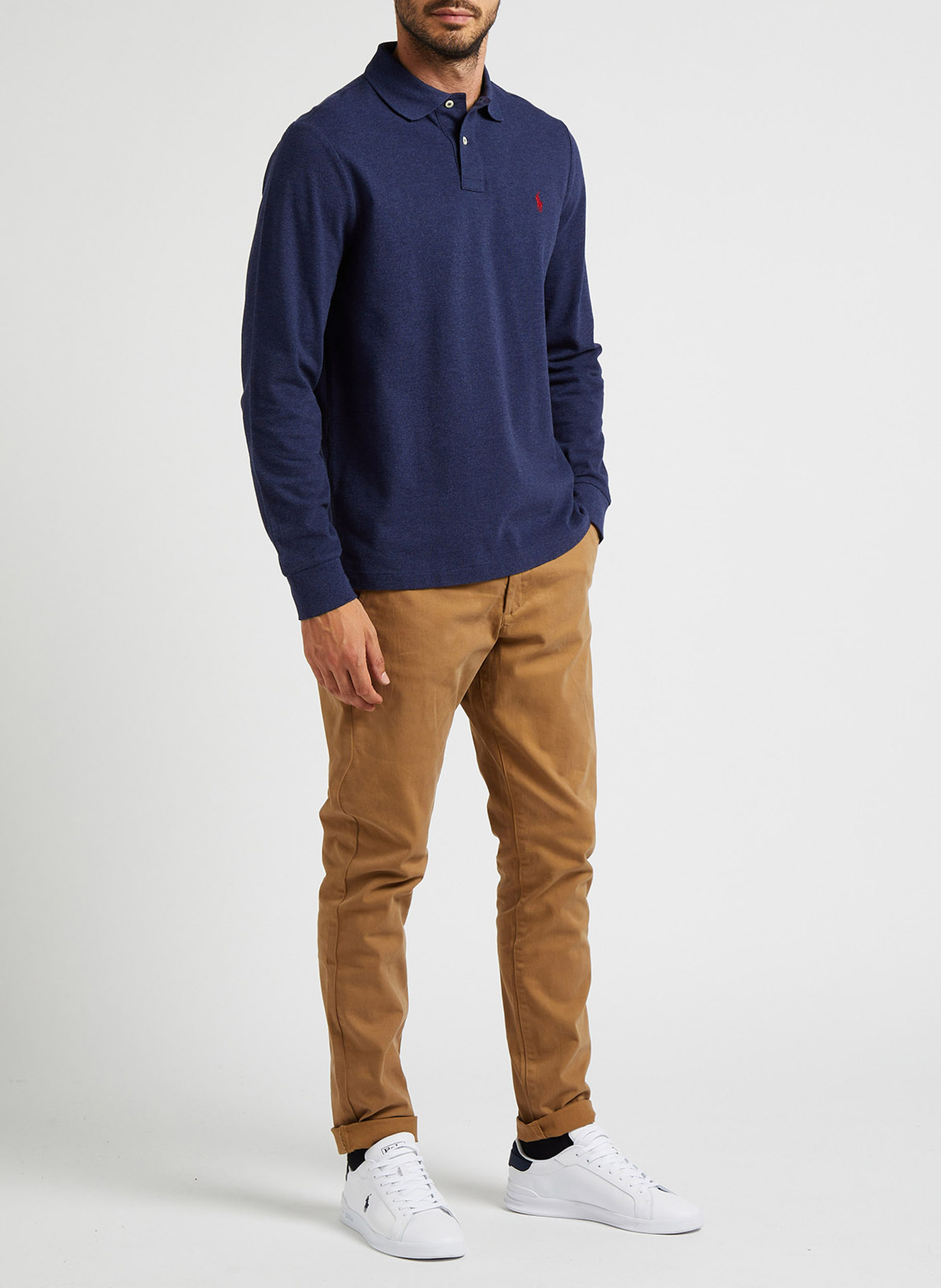 Polo manches longues regular-fit en piqué de coton POLO RALPH LAUREN Bleu