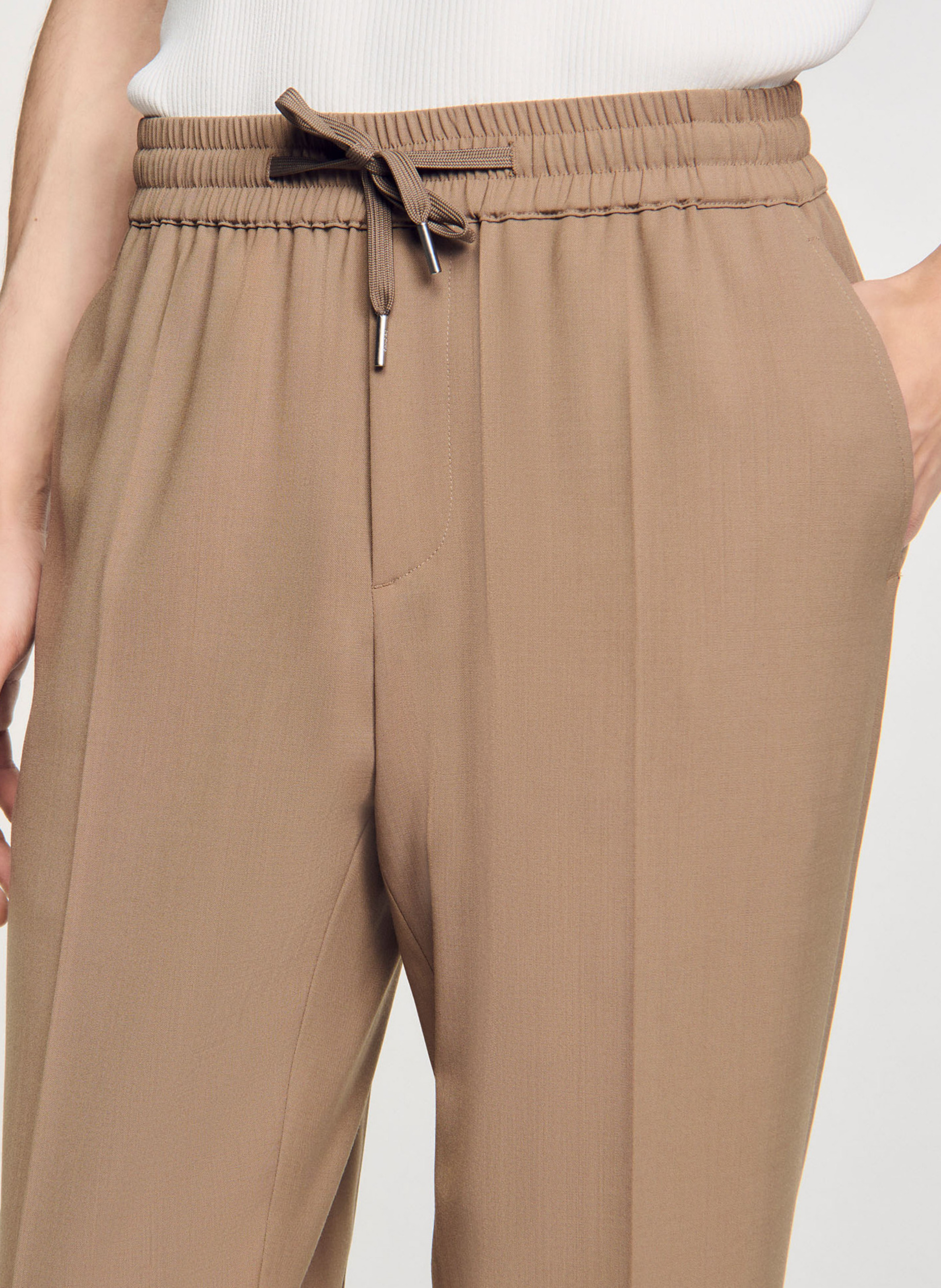 Pantalon droit élastiqué SANDRO Marron