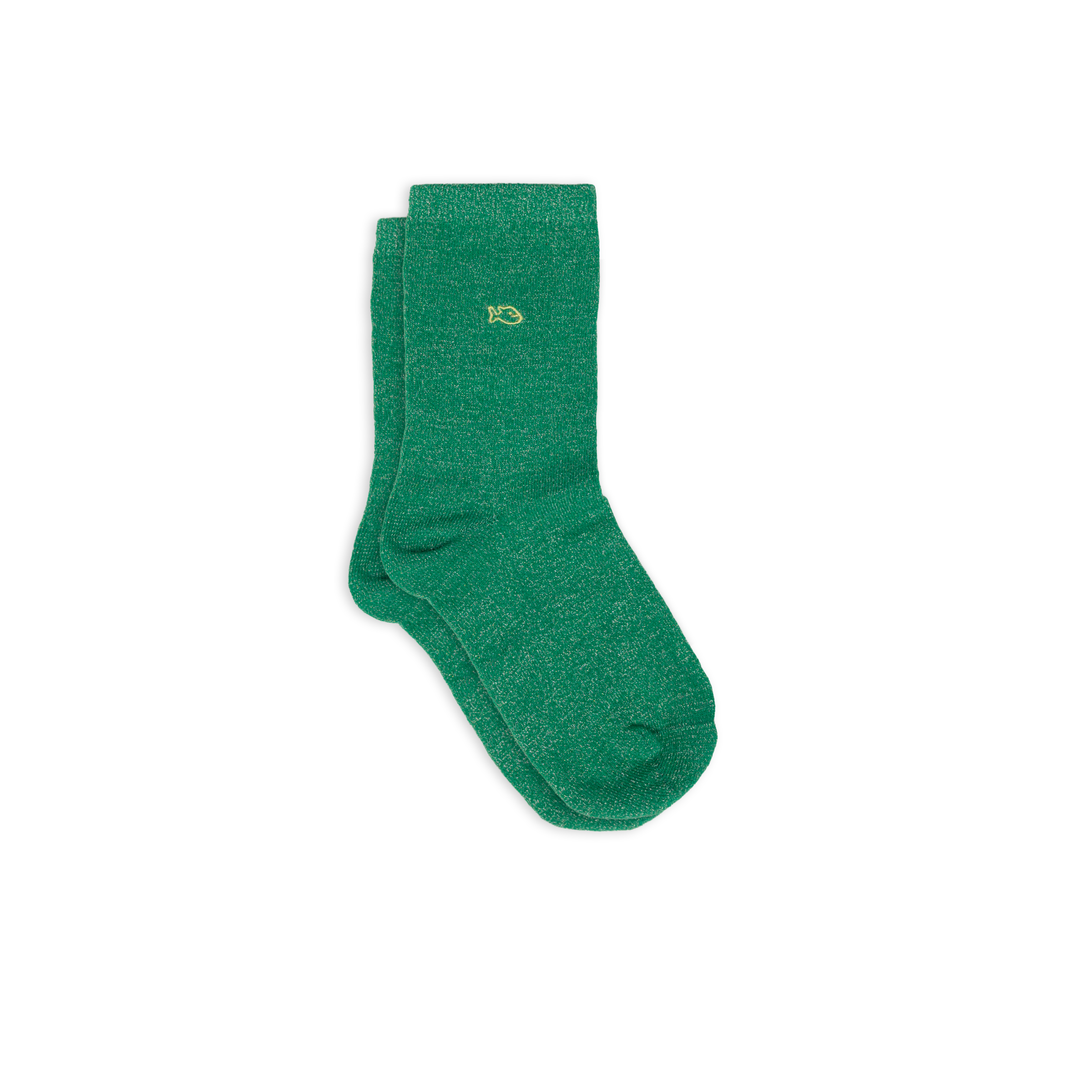 Solid Combed Cotton Glittery Socks  Vert