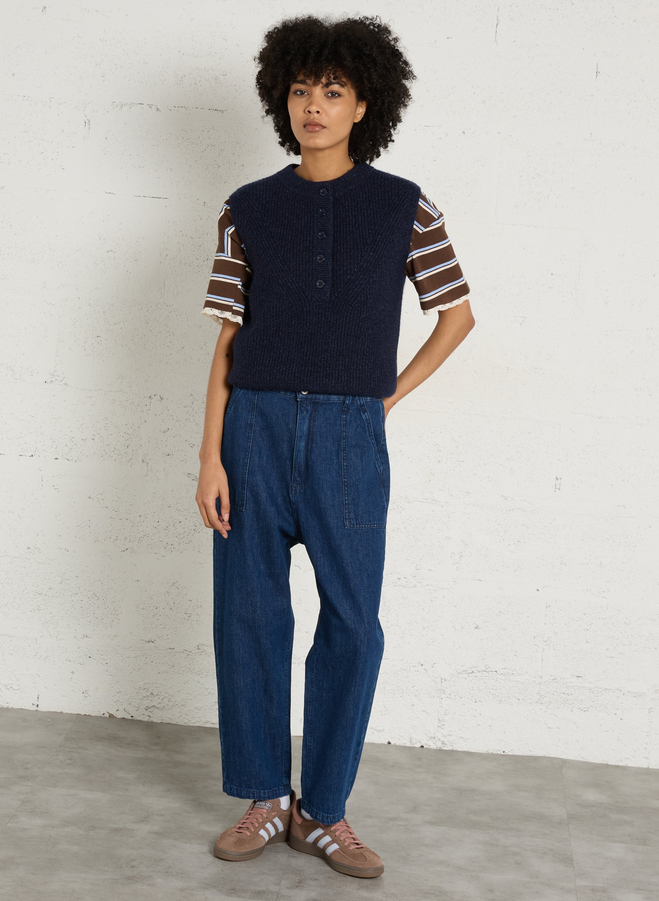 Pull col rond en laine mélangée MAISON 123 Bleu