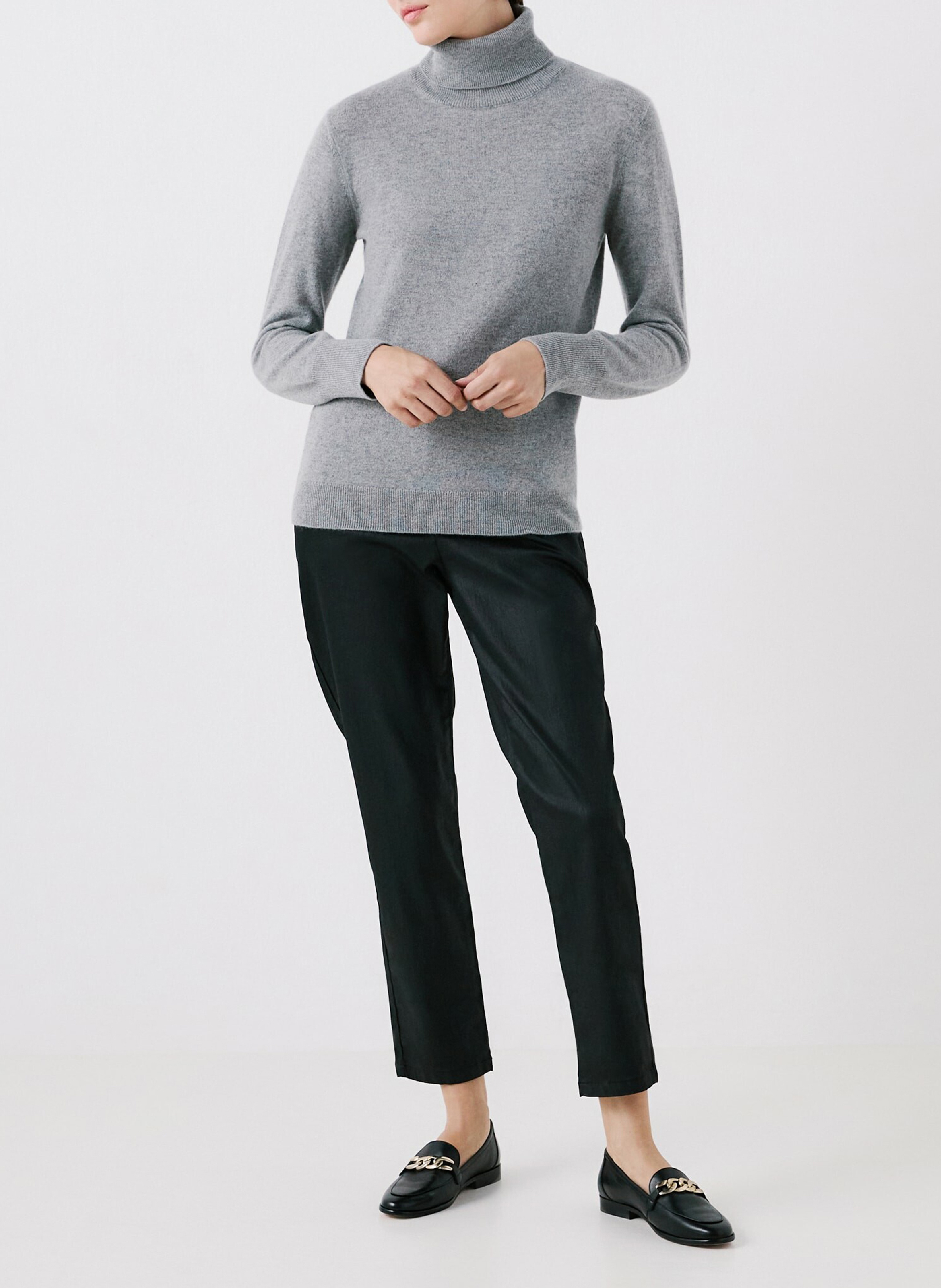 Cashmere straight-cut turtleneck sweater CAROLL Grey
