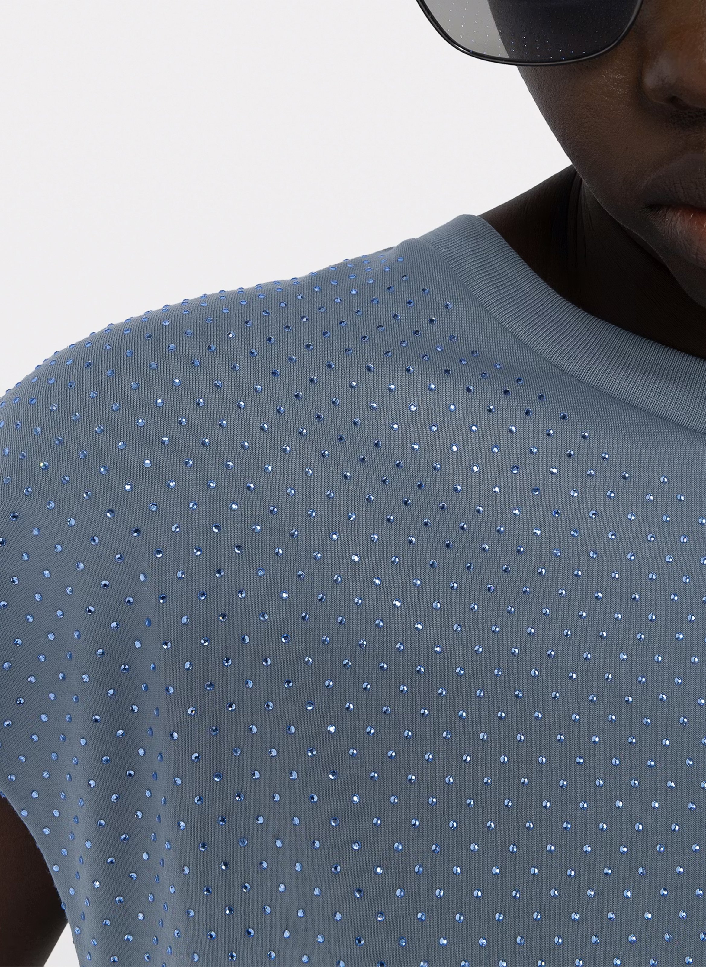 Gerade geschnittenes T-Shirt mit Rundhalsausschnitt und Strass ZADIG&VOLTAIRE Blau