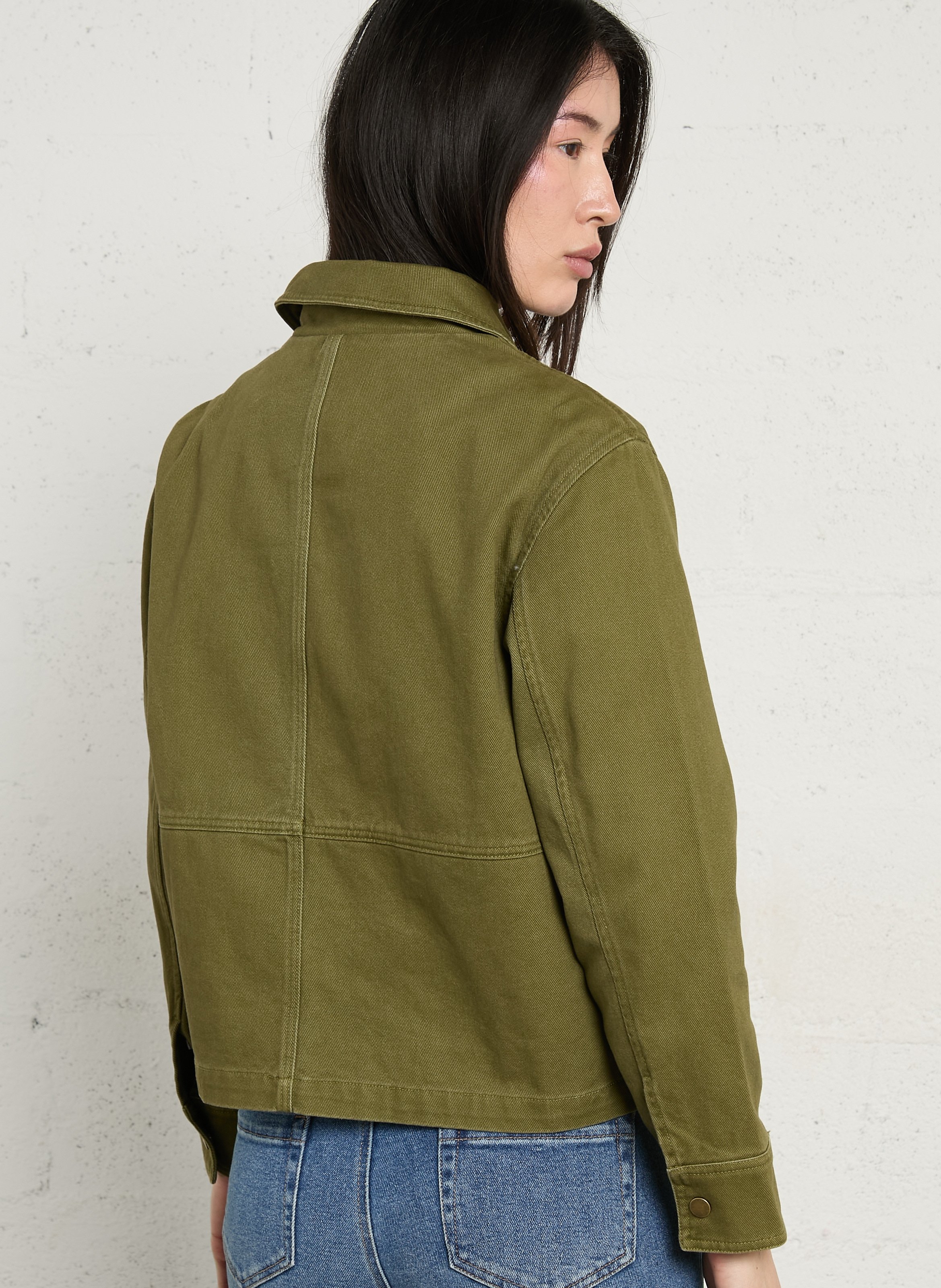 Classic cotton collar jacket MAISON 123 Green