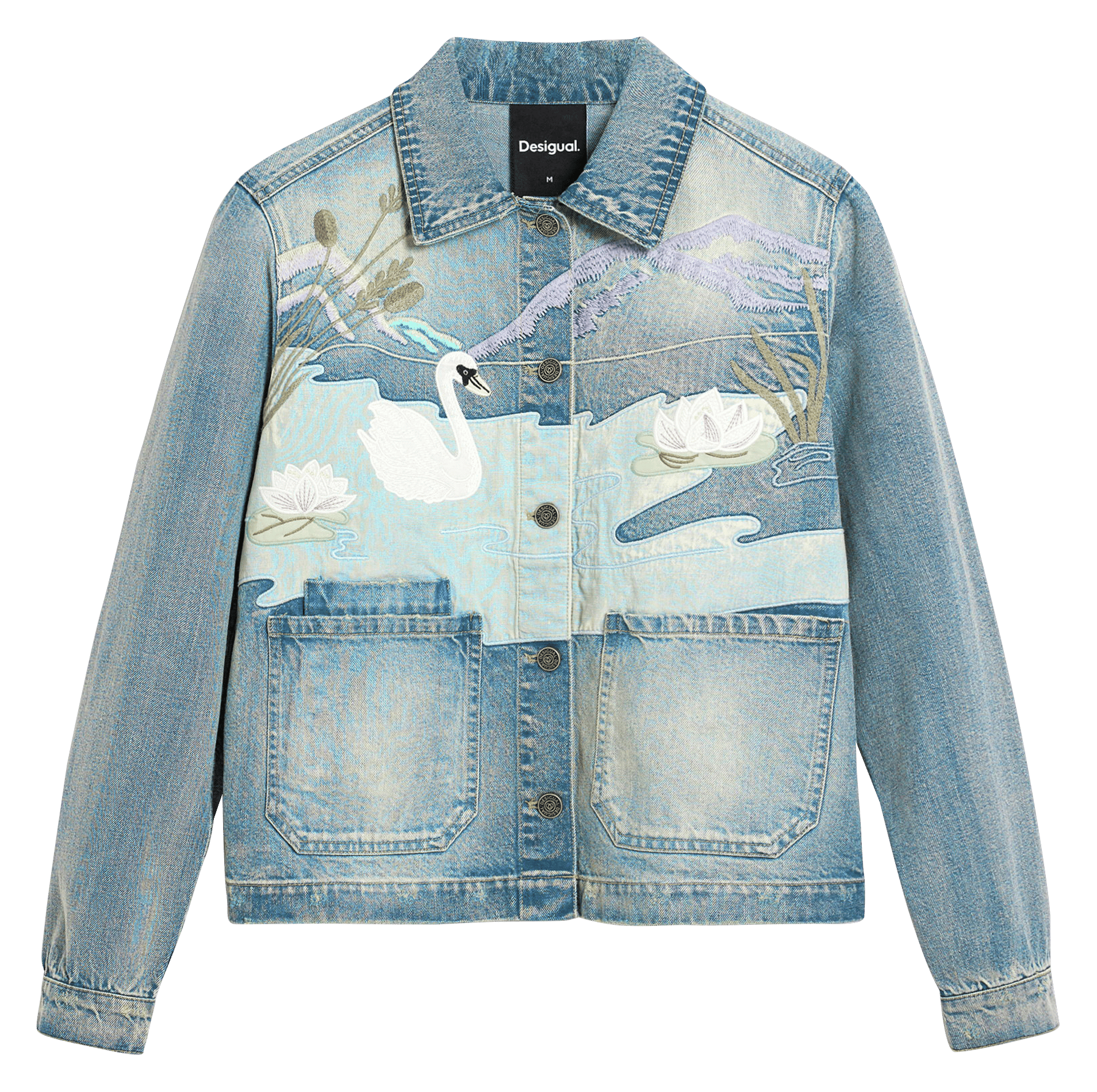 Veste en jean brodée DESIGUAL Bleu