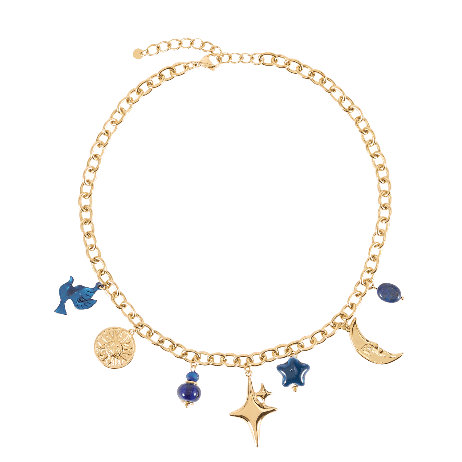 Steel and resin mixed necklace AU PRINTEMPS PARIS Blue