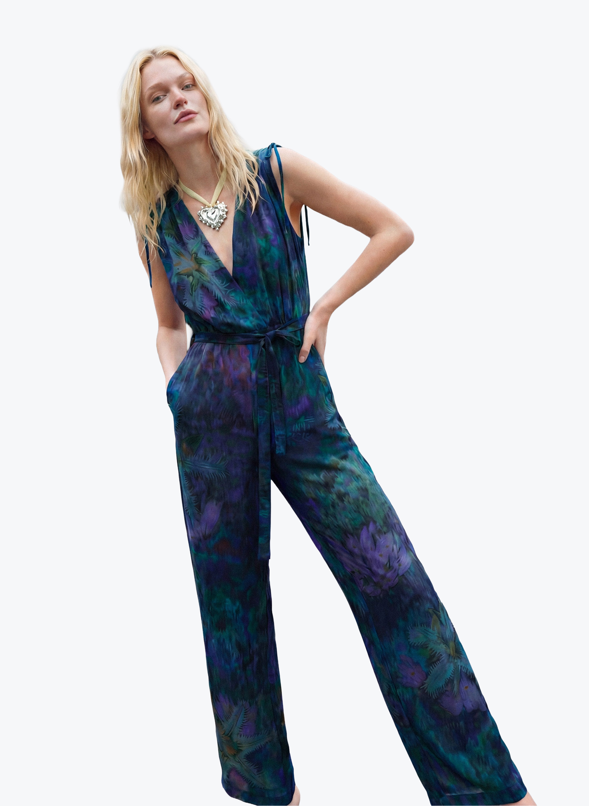 Overall met V-hals en print DESIGUAL Blauw