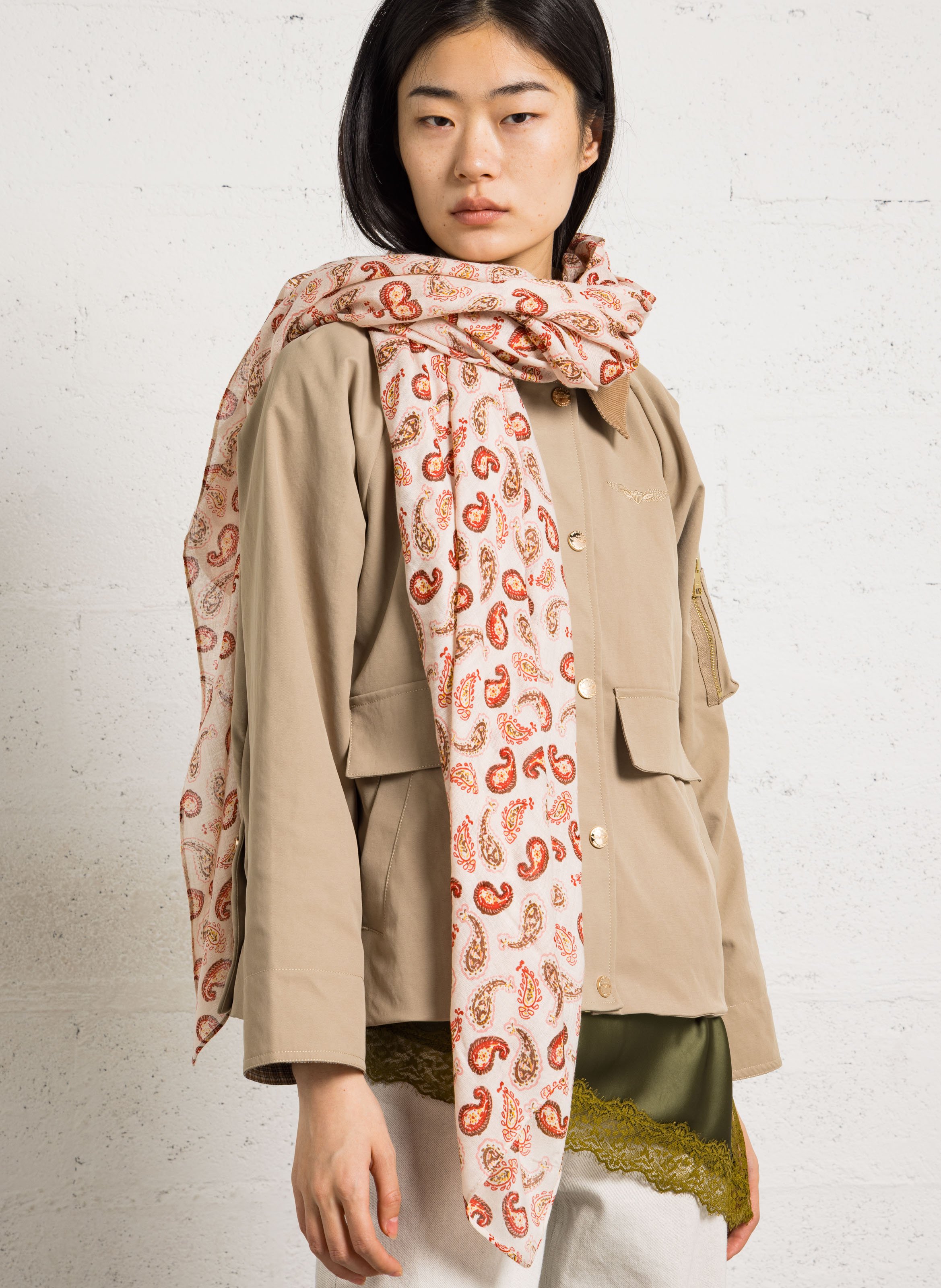 Sjaal met Paisley-print AU PRINTEMPS PARIS Rood