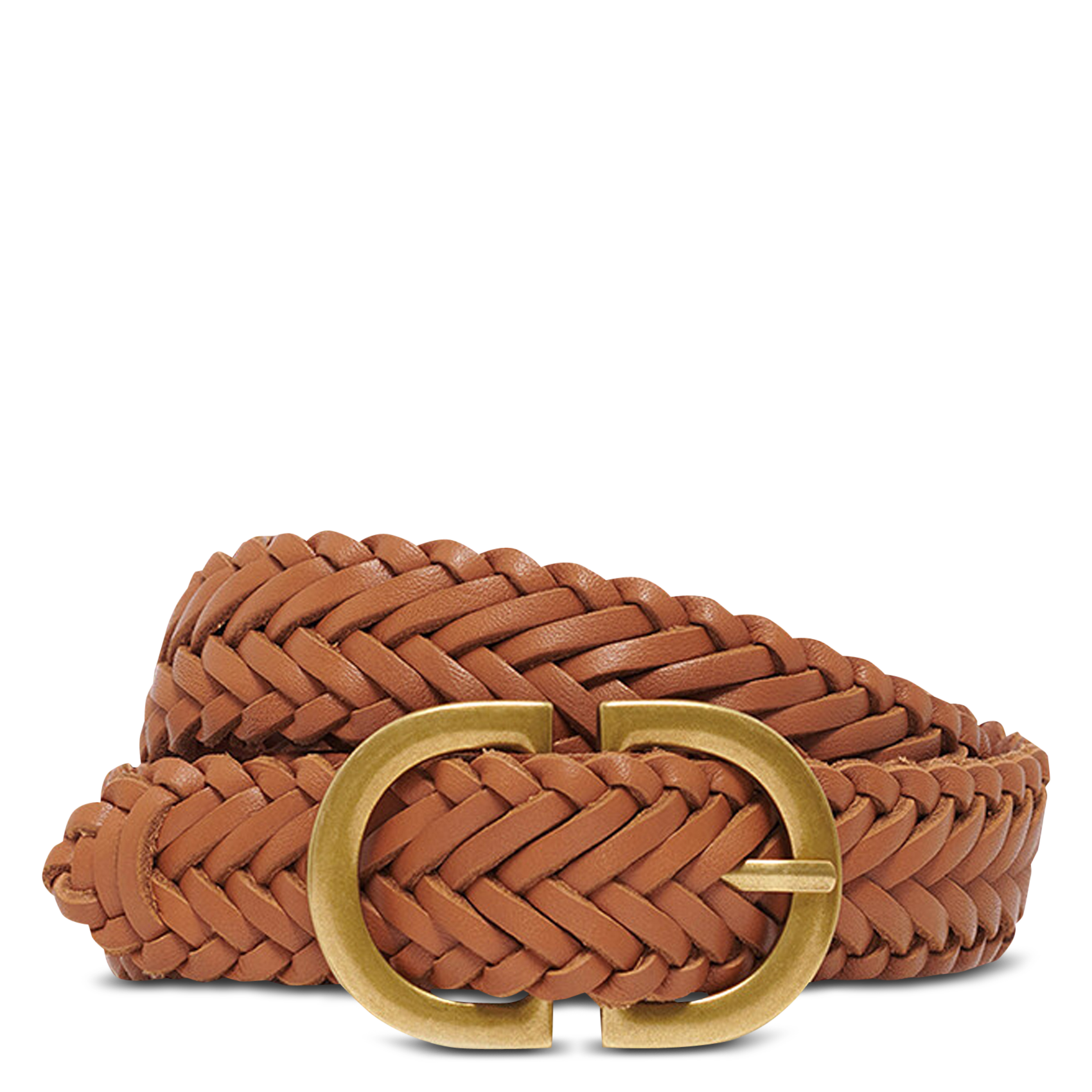 Braided leather belt CAROLL Brown