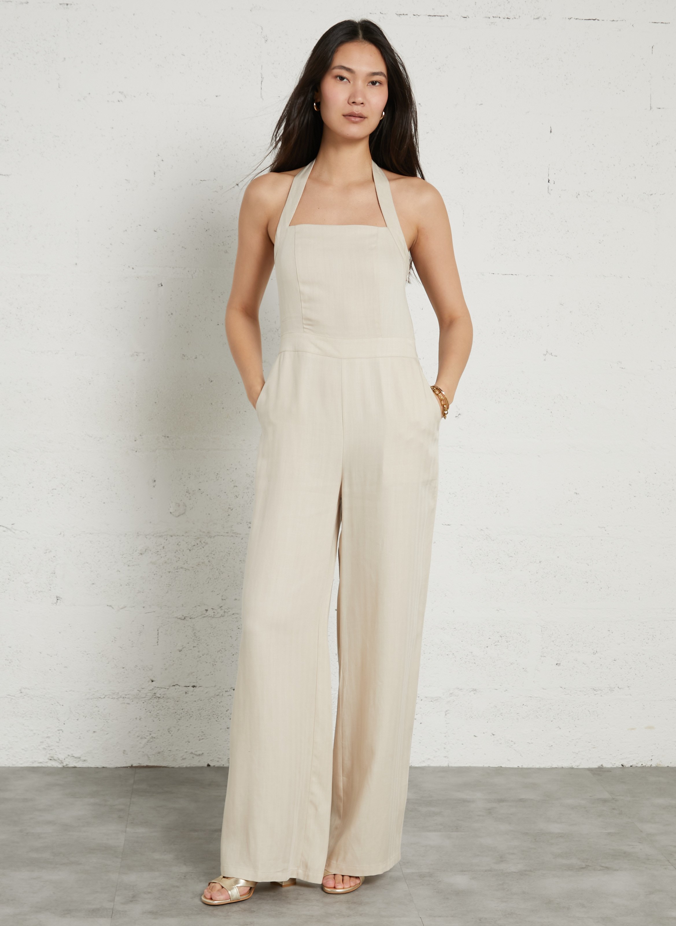 Heeled metallic leather sandals COSMOPARIS Golden