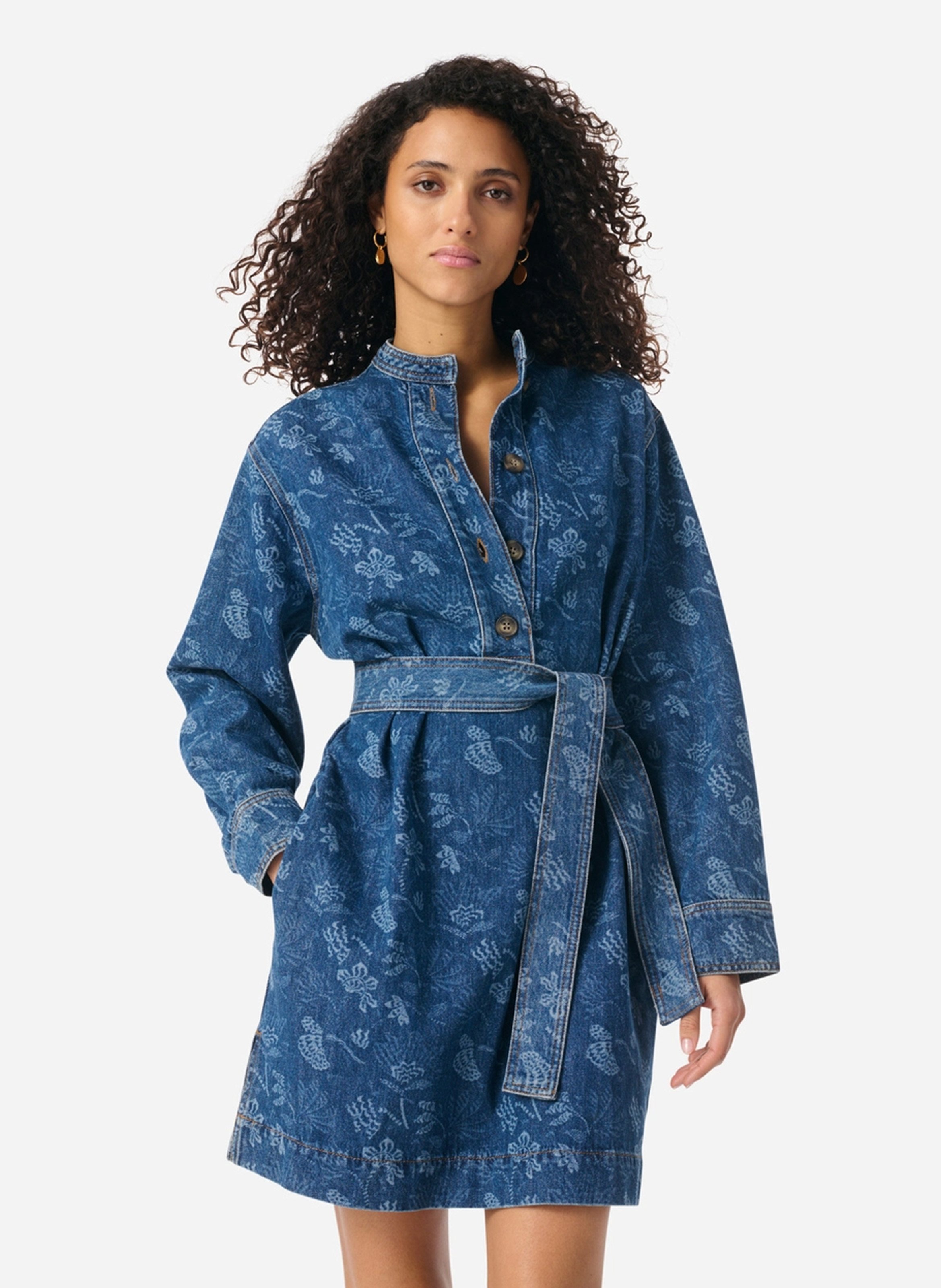 Bedrucktes Kurzkleid mit Rundhalsausschnitt VANESSA BRUNO Mehrfarbig