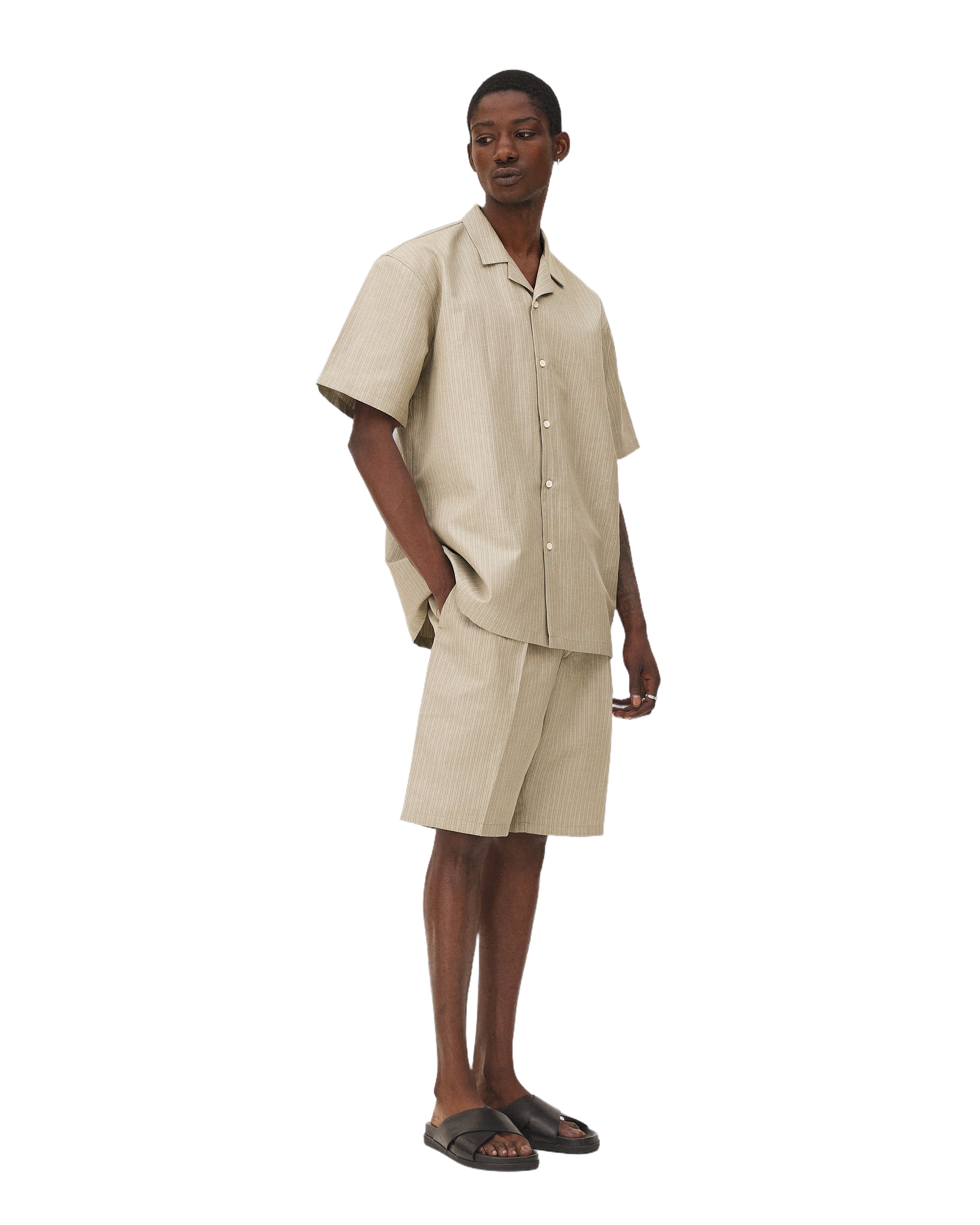 Chemise décontractée orléans beige stripes Noyoco Beige