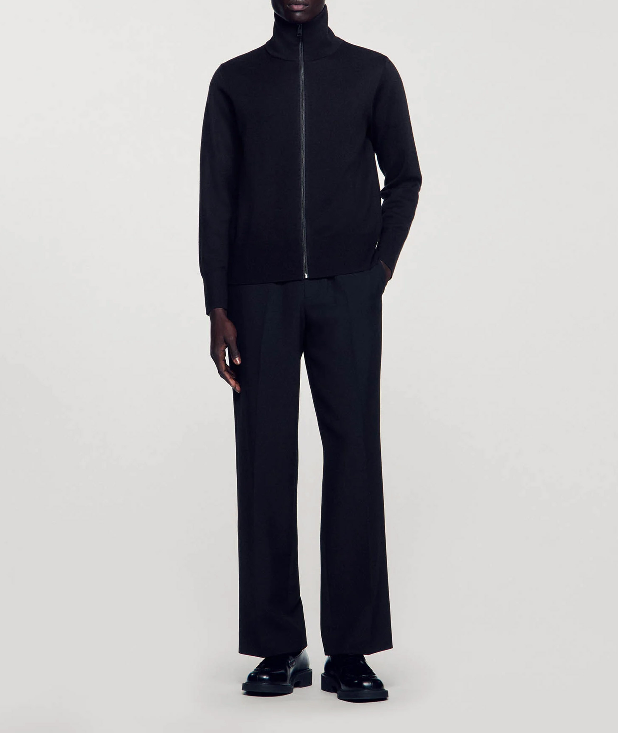 Gilet zippé en laine mélangée SANDRO Noir