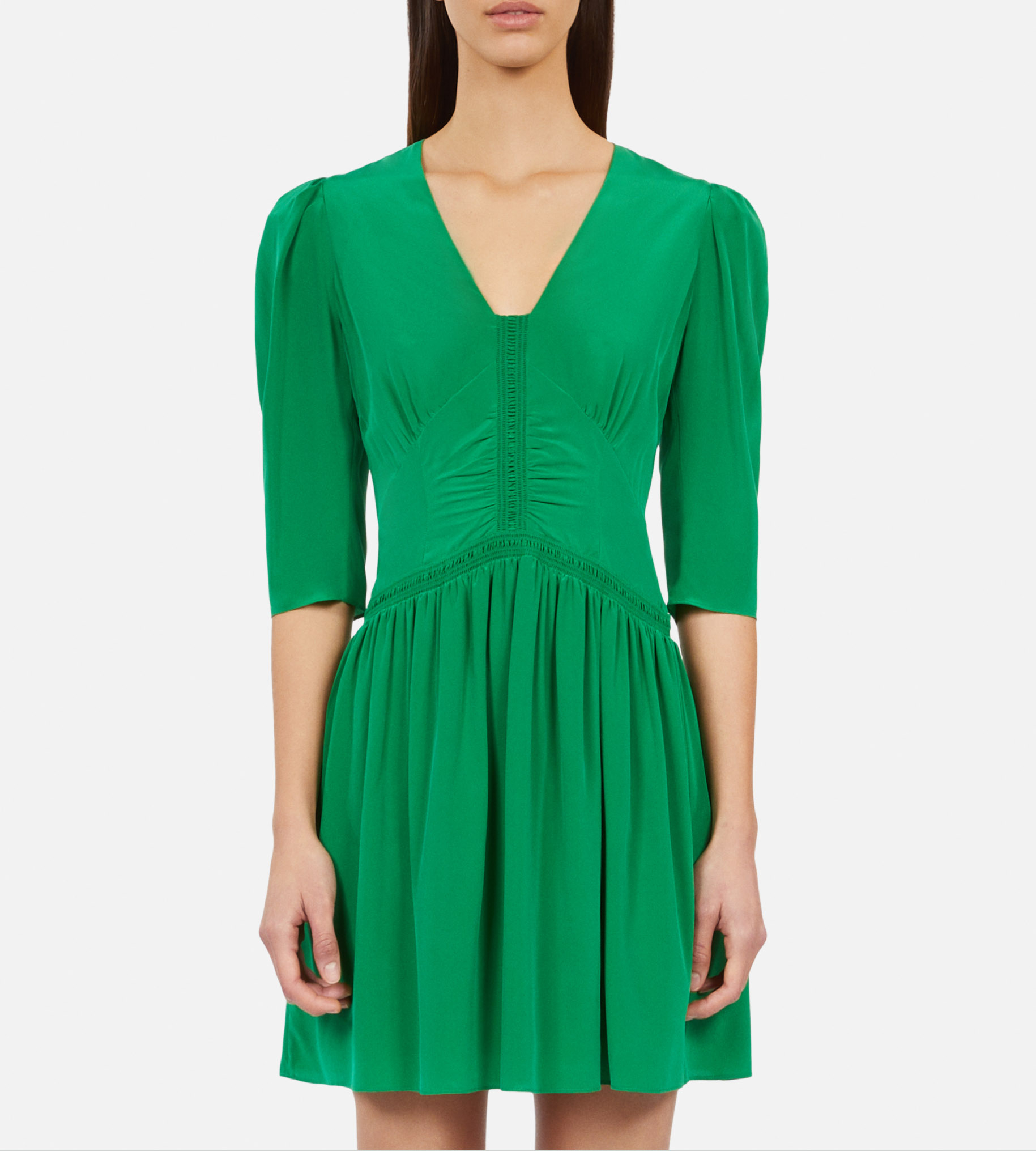 Robe courte col V en soie THE KOOPLES Vert