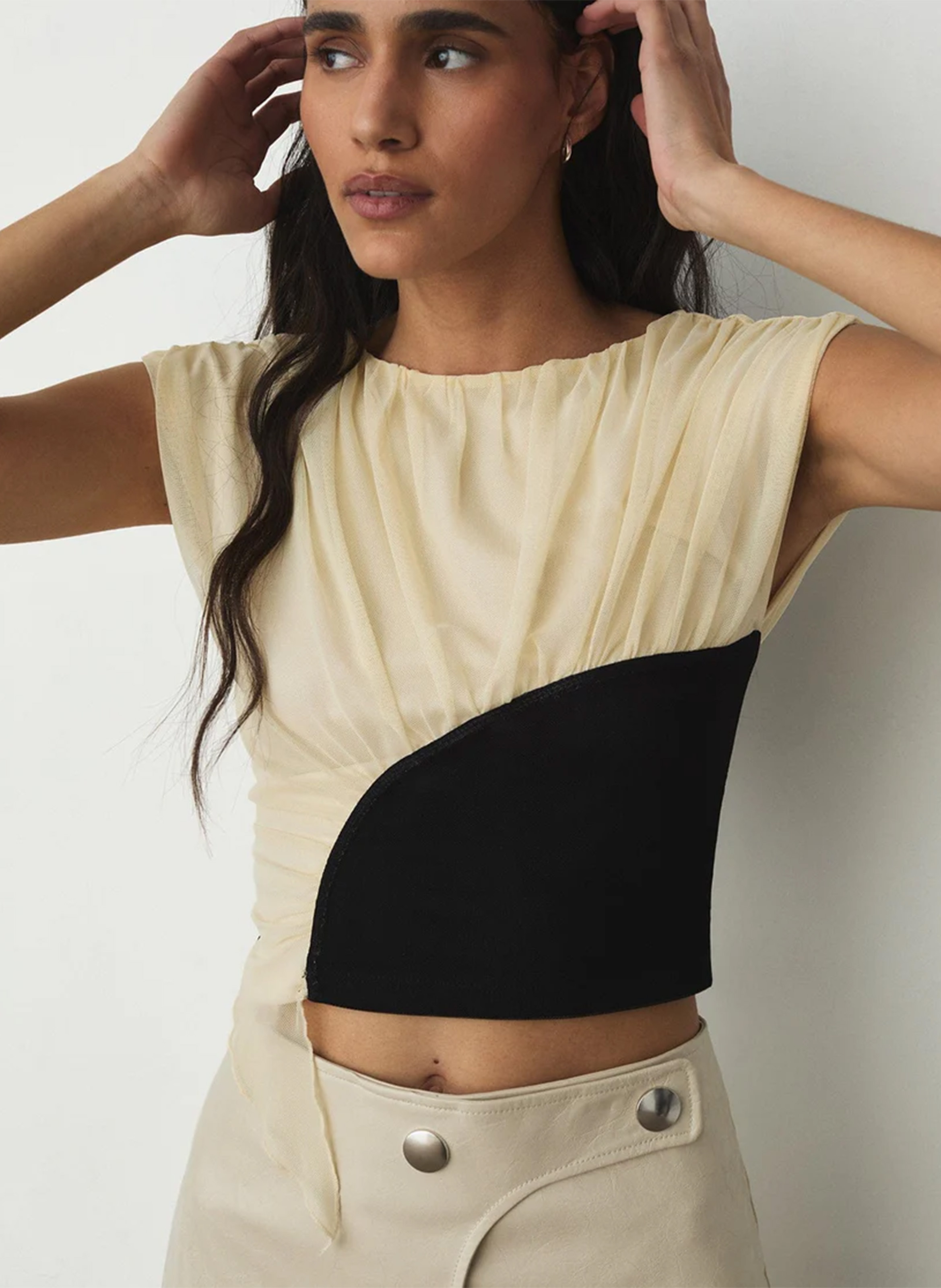 Two-tone open-back top LAAGAM Beige