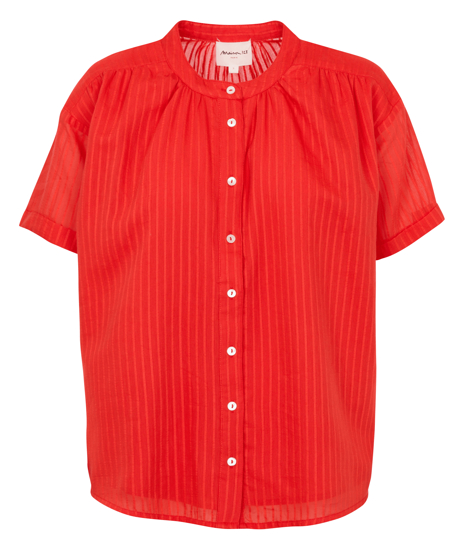 Chemise col rond en coton mélangé MAISON 123 Orange