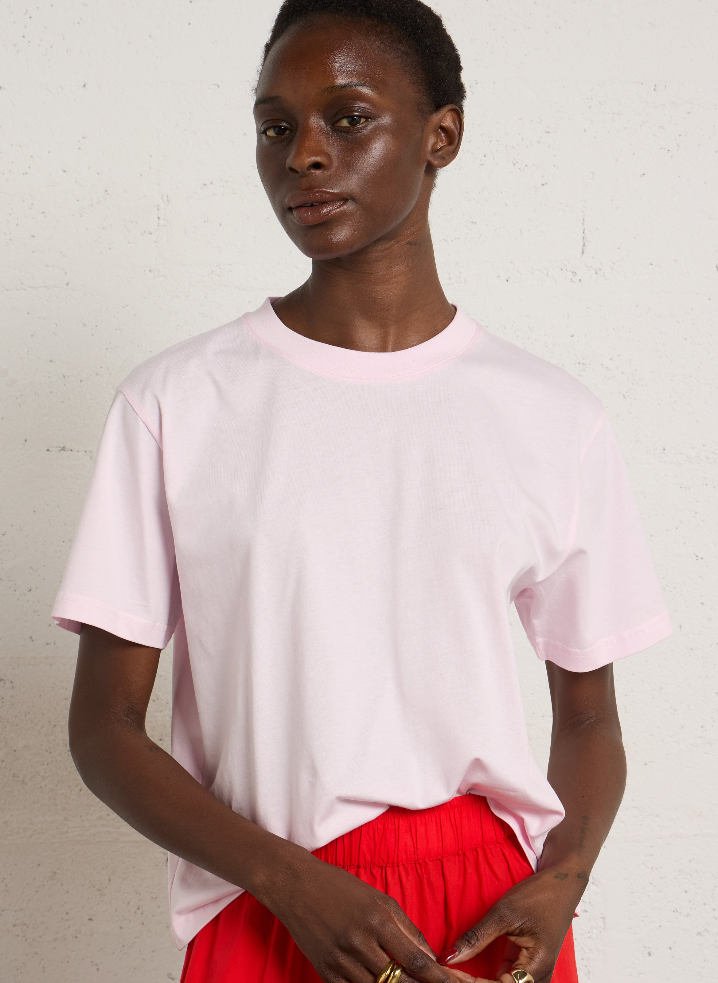 Tee-shirt col rond en coton ELISE CHALMIN Rose