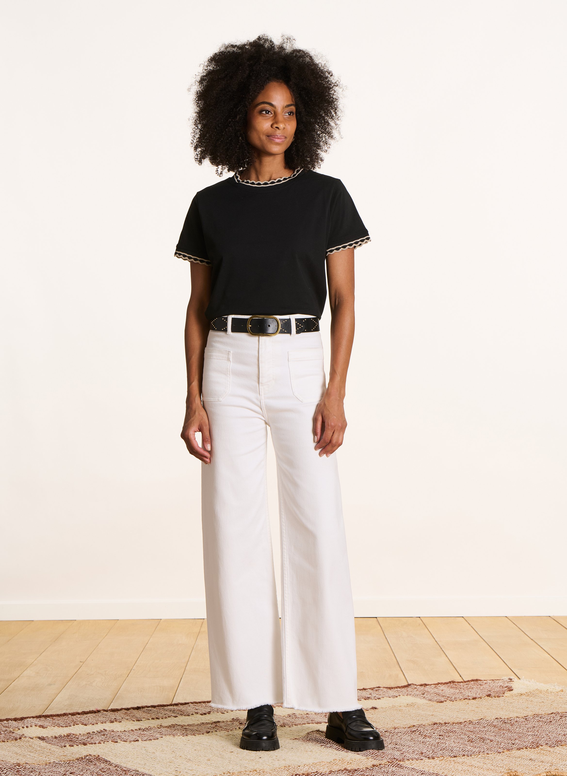 Straight-cut organic cotton T-shirt LA FEE MARABOUTEE Black