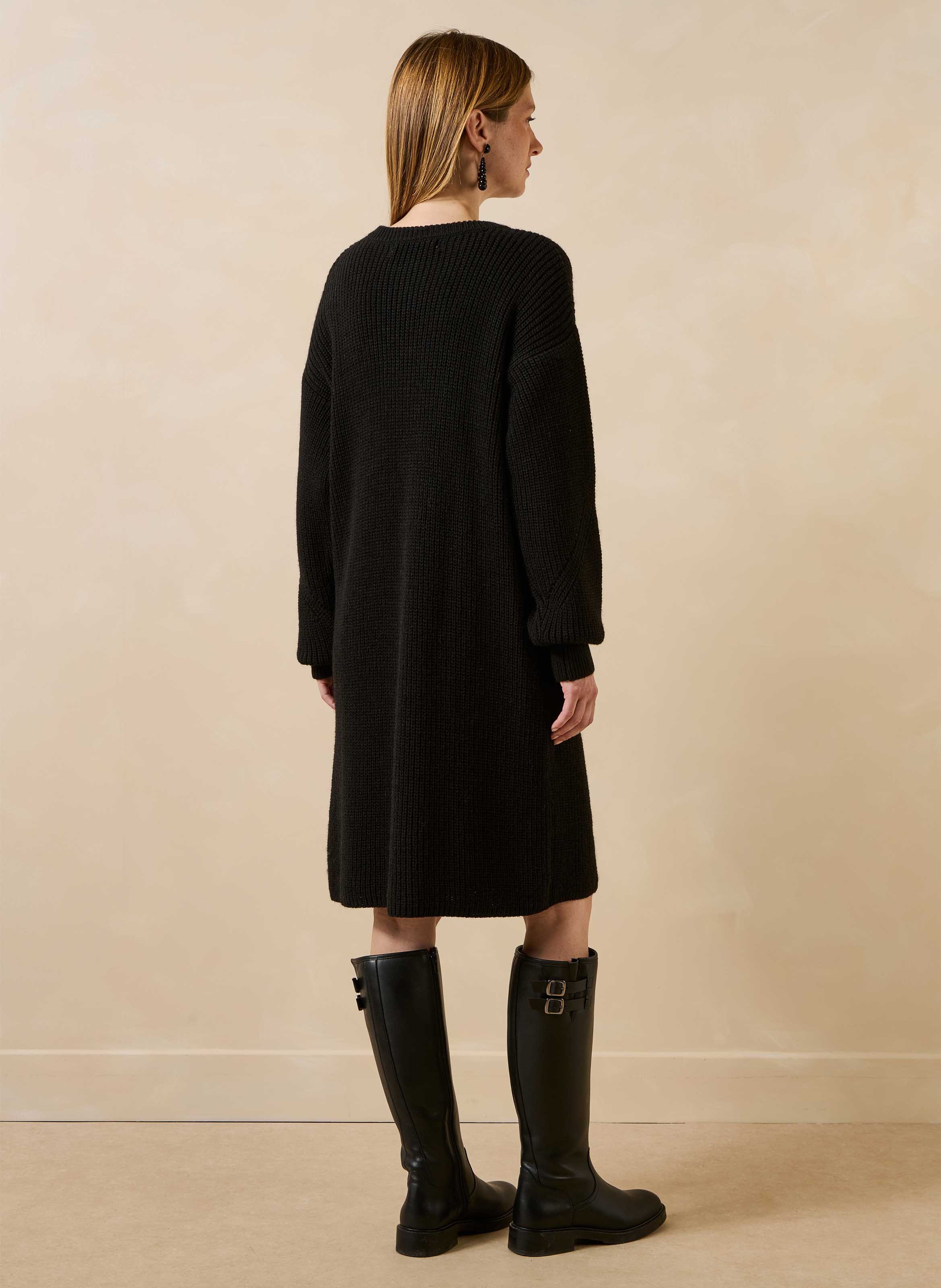Robe col rond en maille LA FEE MARABOUTEE Noir
