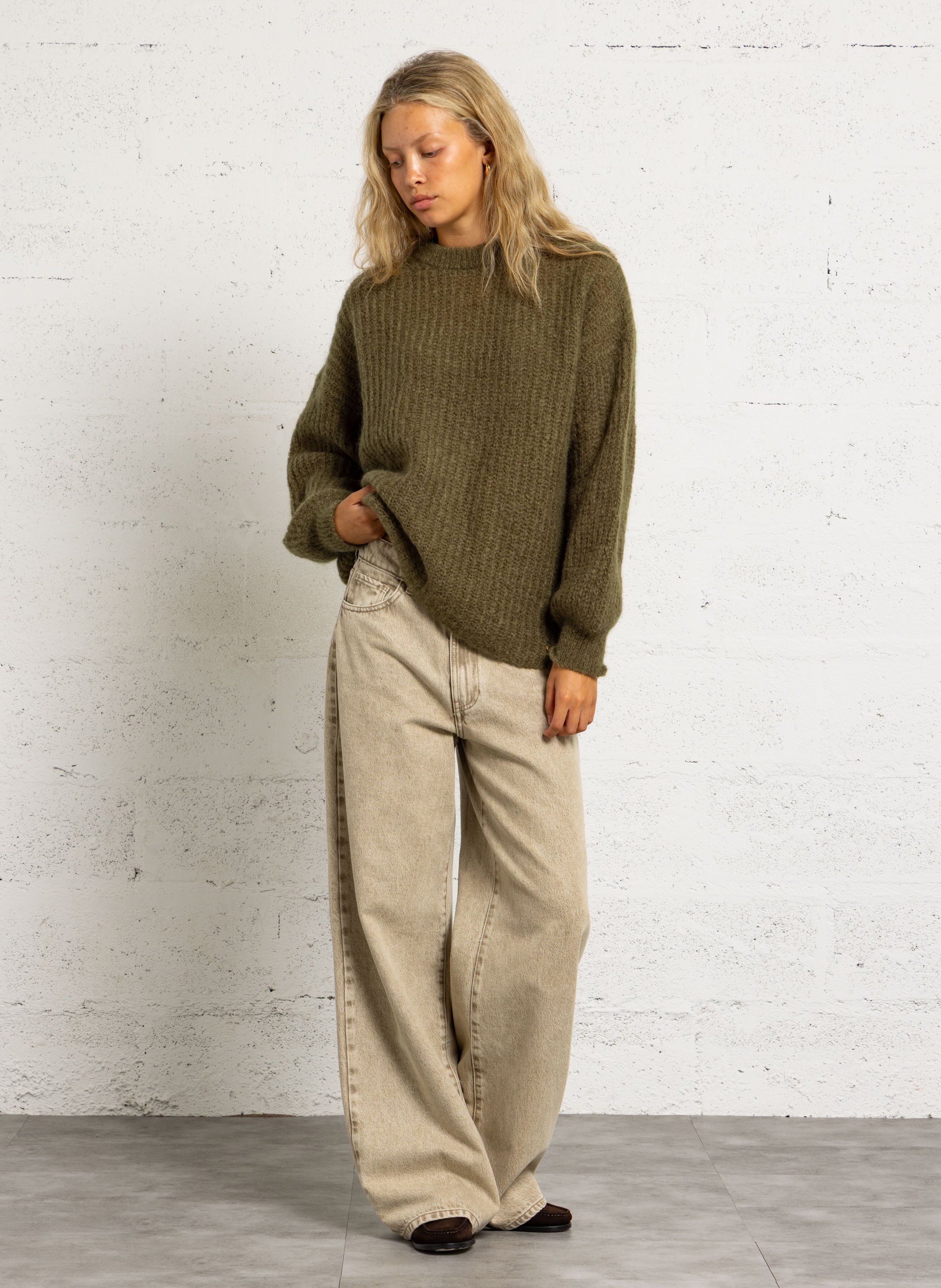 Pull oversize en laine mélangée DES PETITS HAUTS Vert