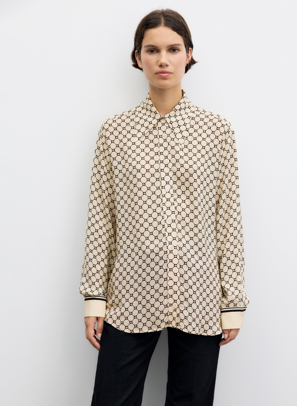 Gerade geschnittene, fließende Bluse mit Print GERARD DAREL Beige