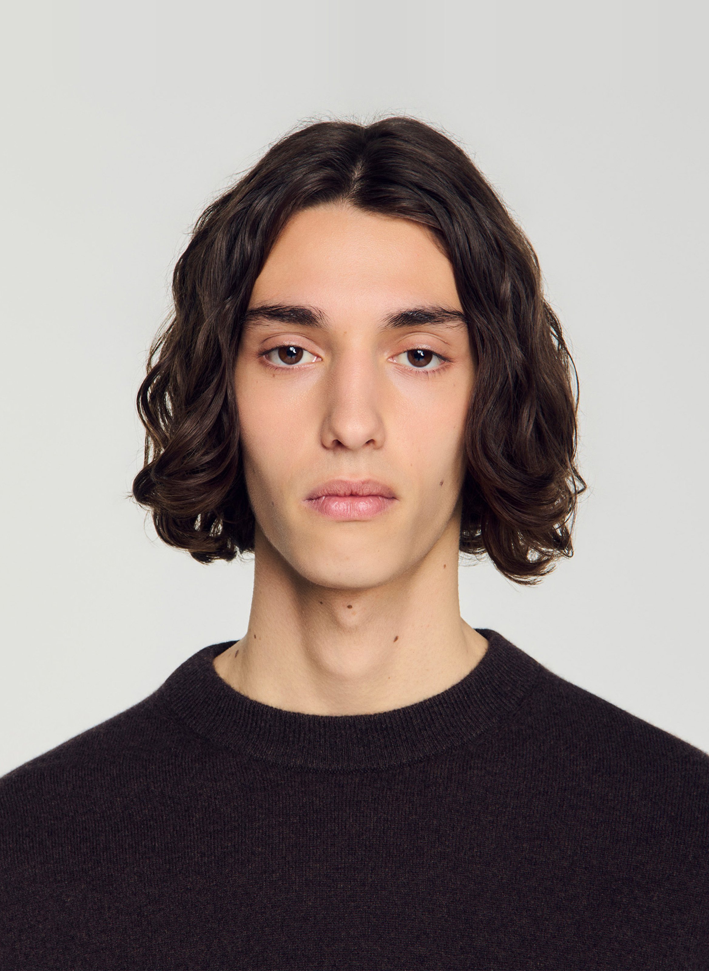 Regular-fit trui van kasjmier met ronde hals SANDRO Bruin