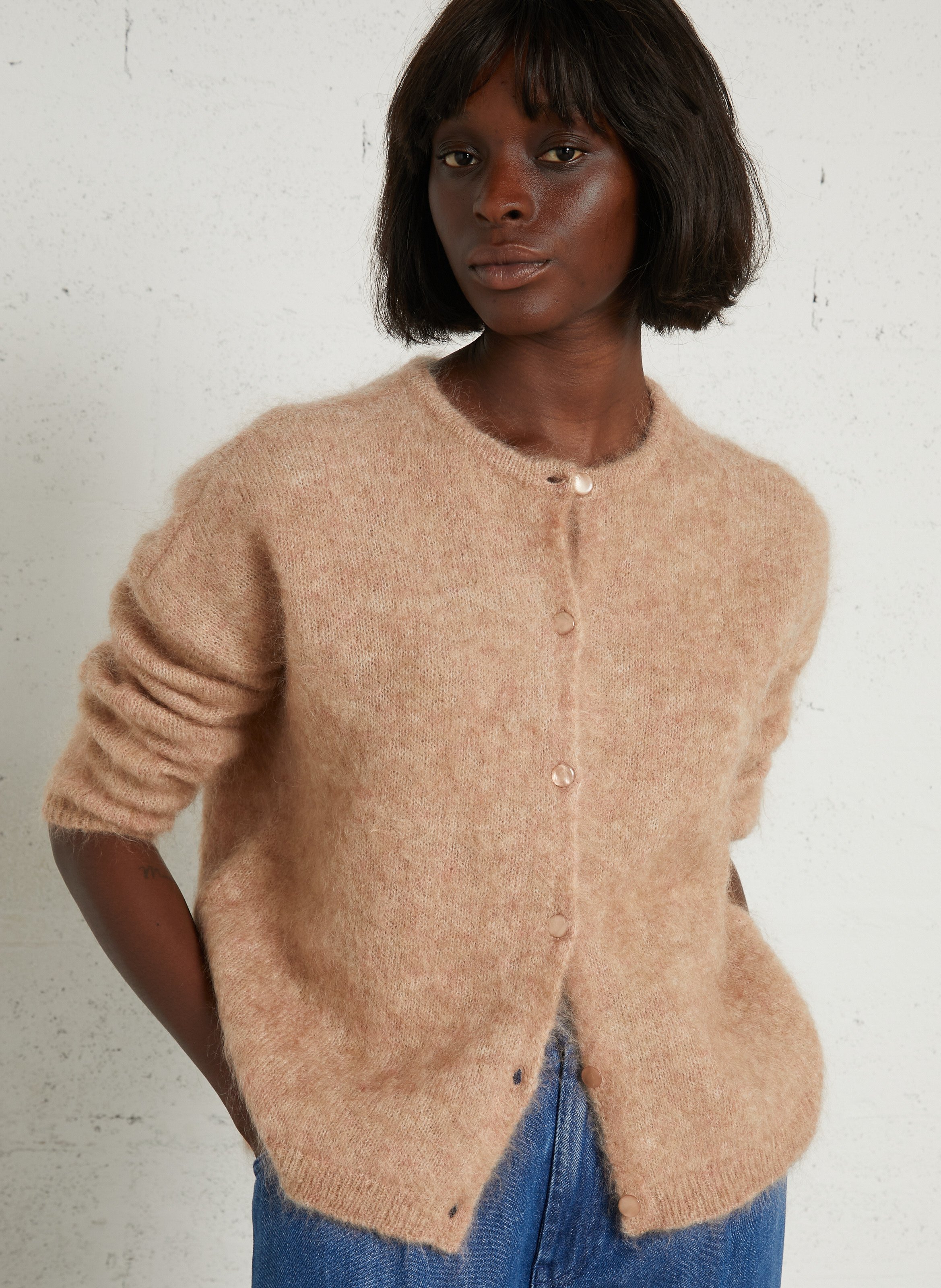 Weit geschnittene Strickjacke aus Mohairmix  DES PETITS HAUTS