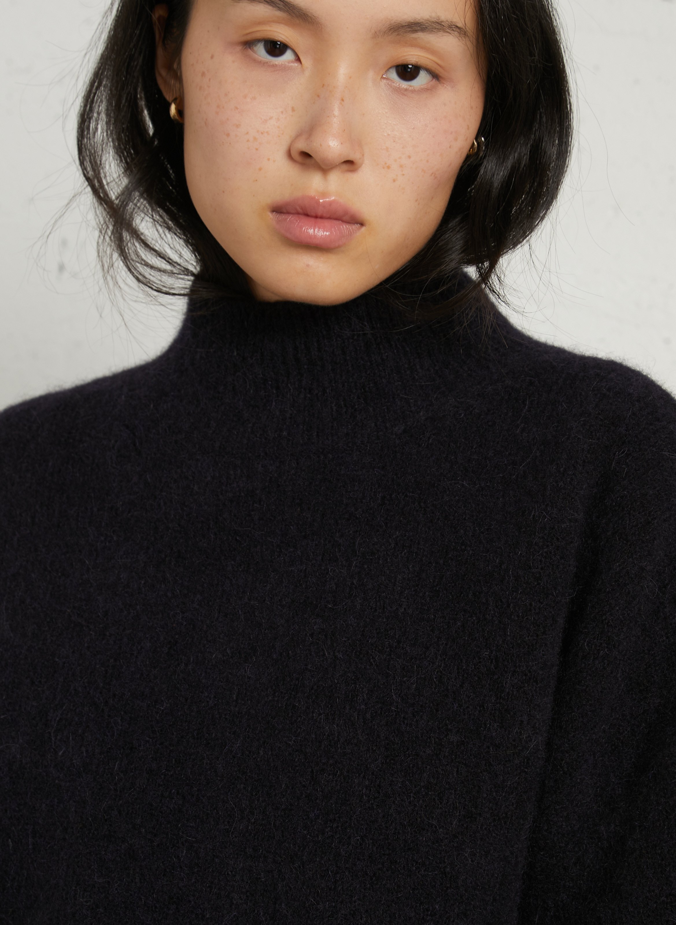 Trui met coltrui van alpaca en merinoswol BELLEPIECE Blauw