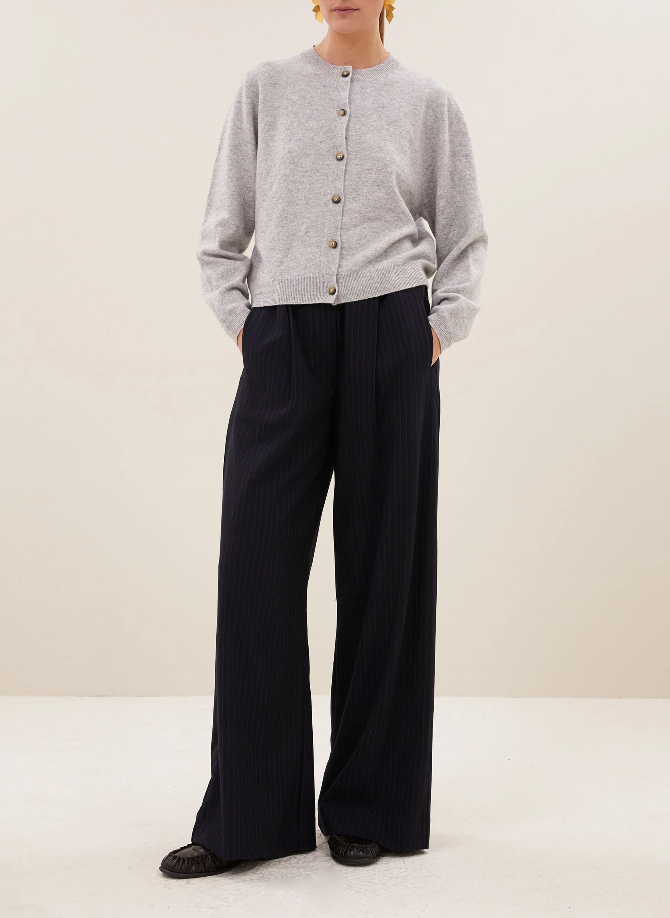 Pantalon à pinces large rayé BY BAR Bleu