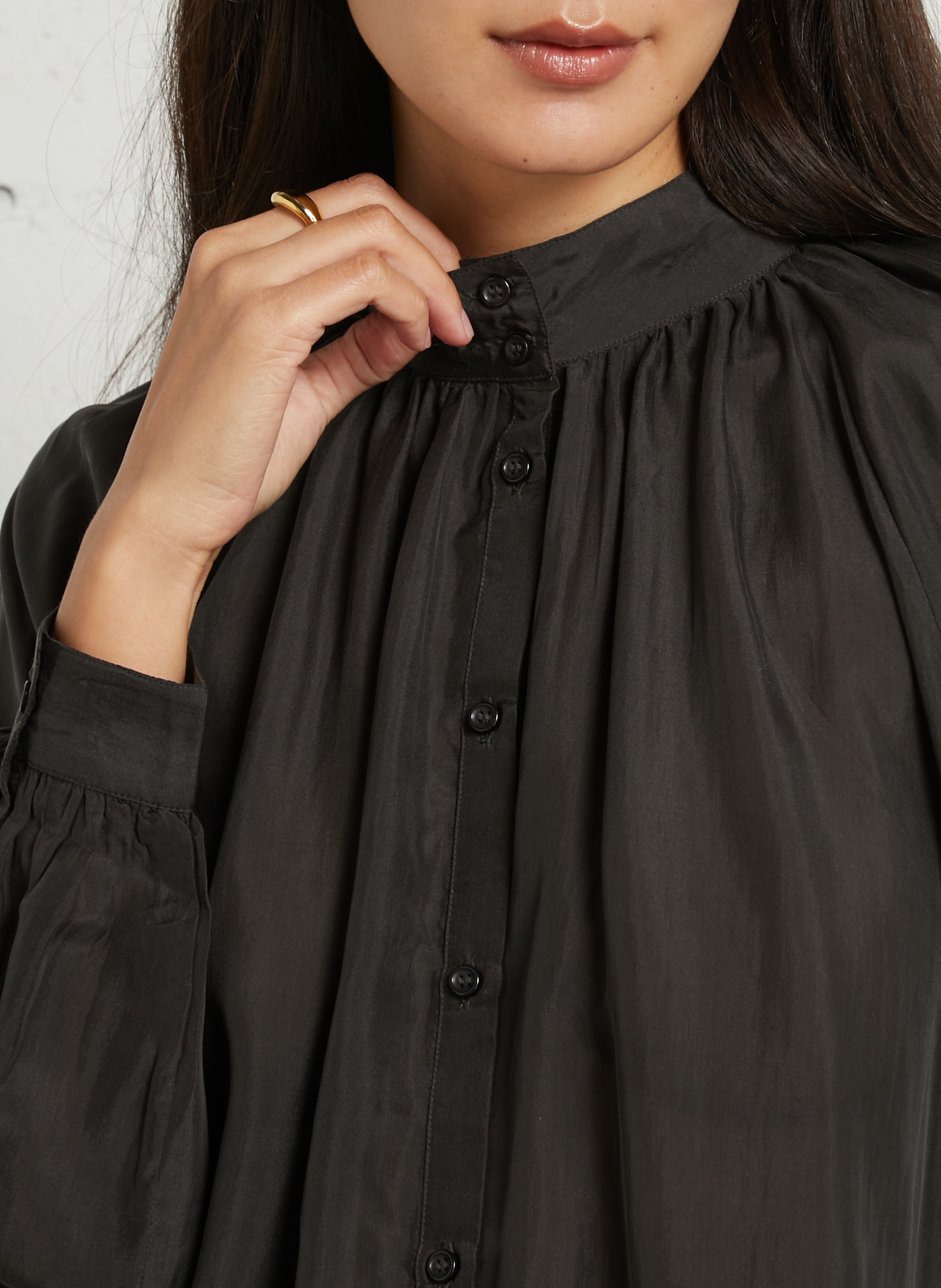 Baumwollbluse mit Stehkragen BELLEPIECE Grau