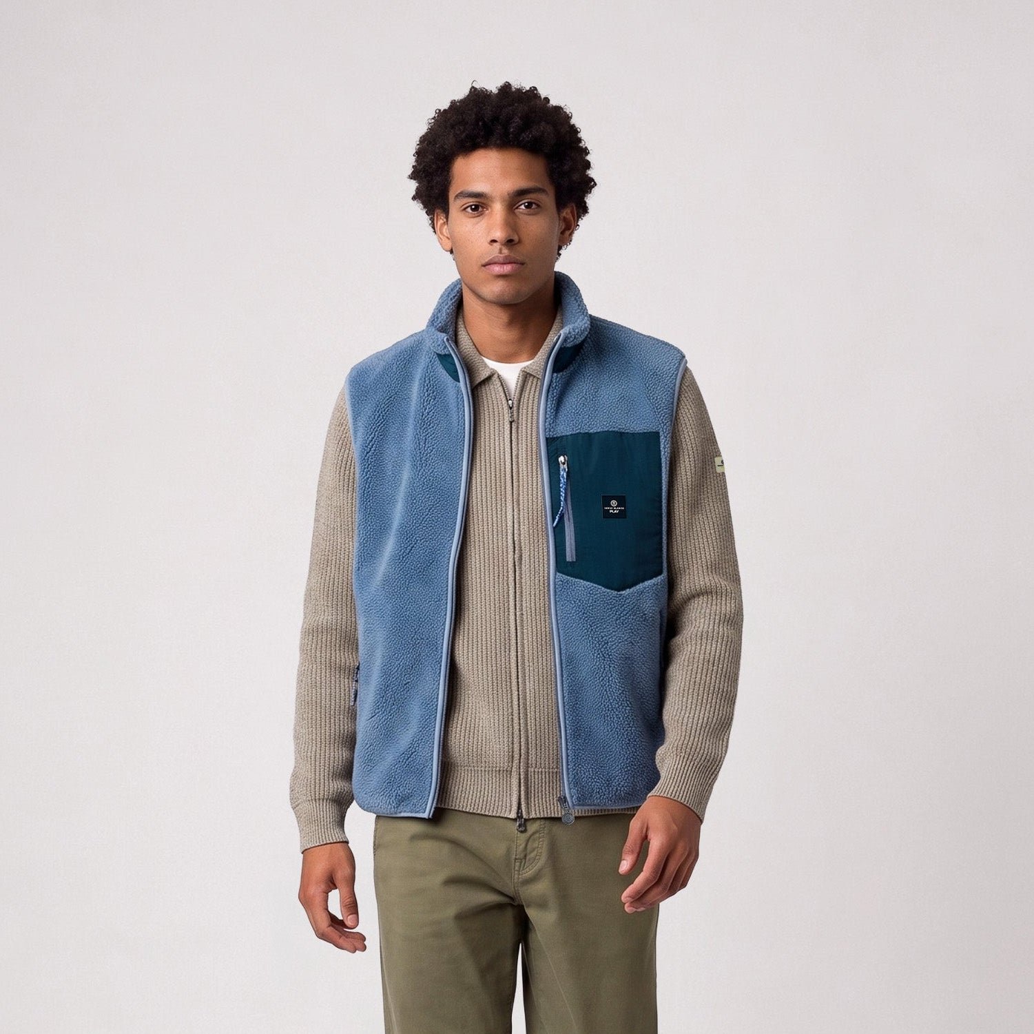 Sleeveless sherpa fleece gilet SERGE BLANCO Blue