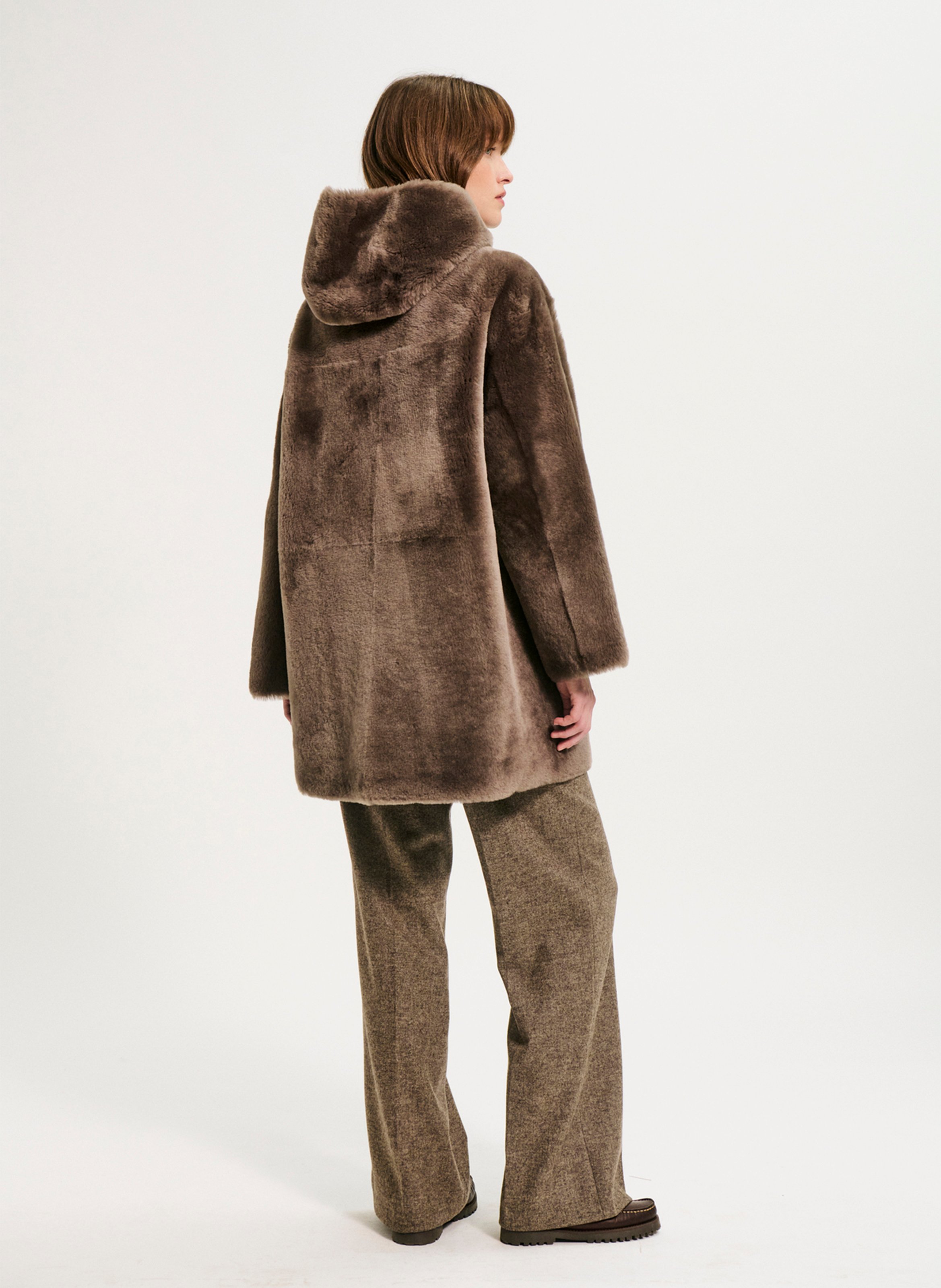 Reversible straight-cut leather coat PABLO Brown