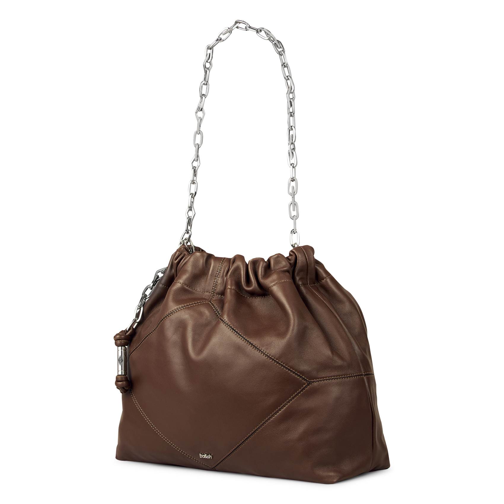 Tote Bag aus Leder mit Kettenriemen BA&SH Braun
