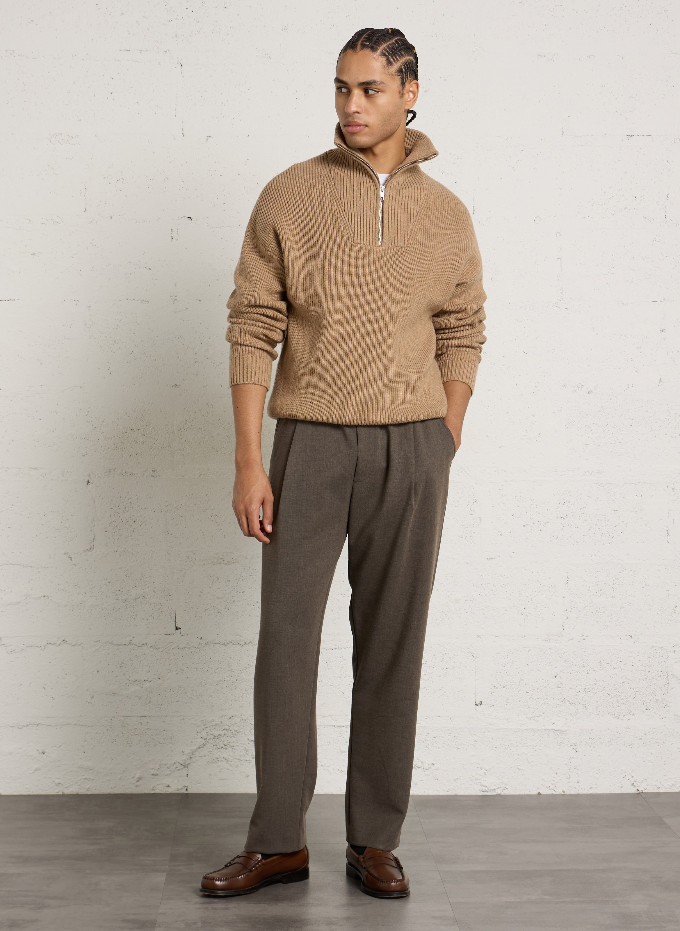 Pantalon à pinces droit IKKS Marron