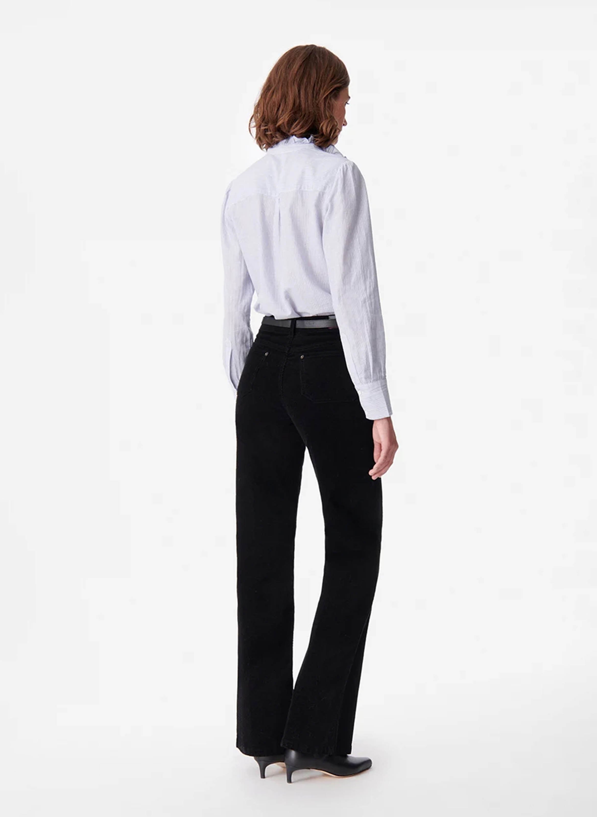 Broek met uitlopende pijpen en ribtextuur | katoenblend VANESSA BRUNO Zwart