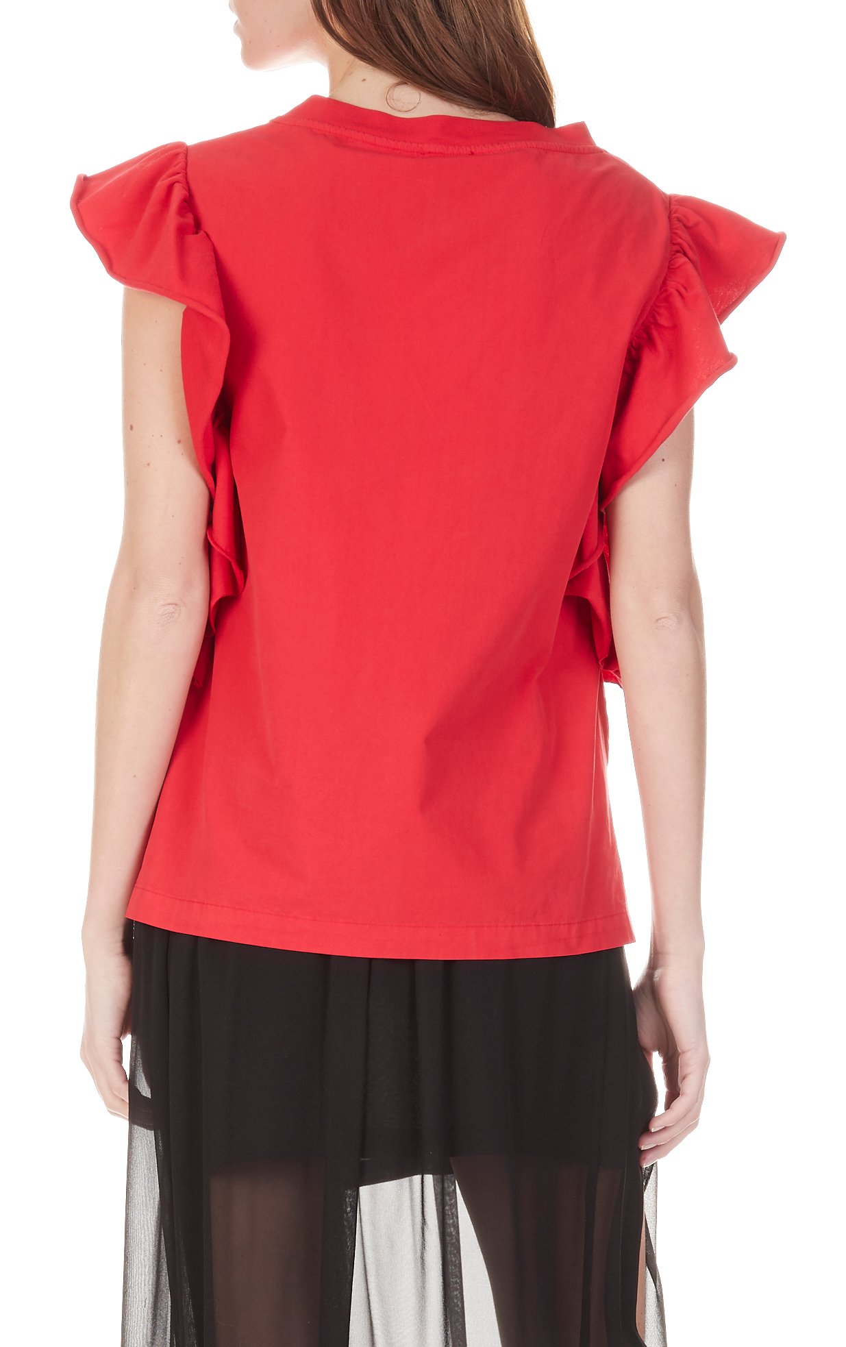 Tee-shirt col rond sans manches à volants ATTIC AND BARN Rose