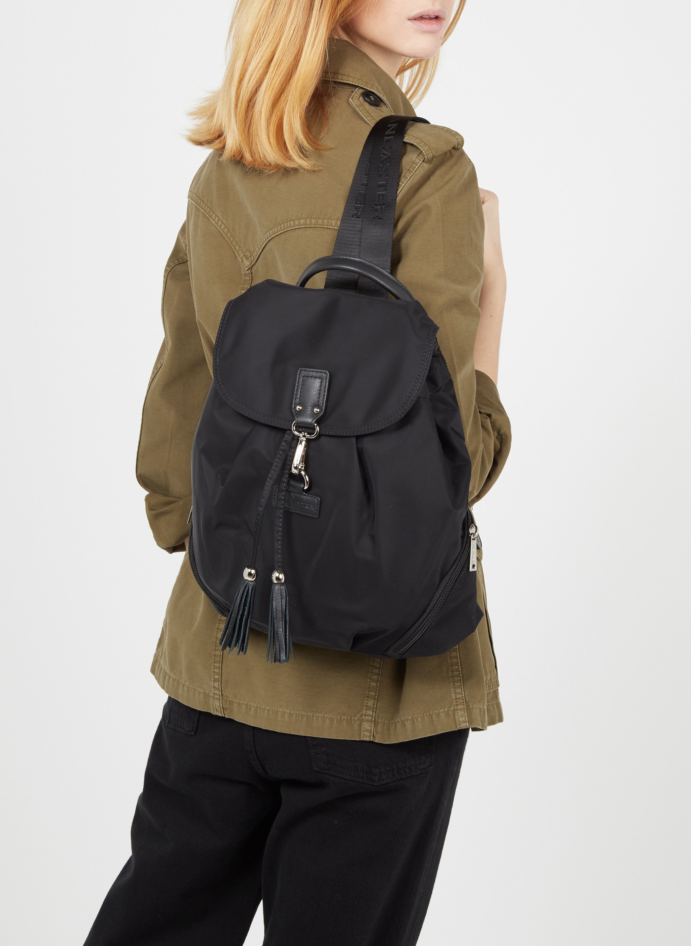 Backpack with flap Black
