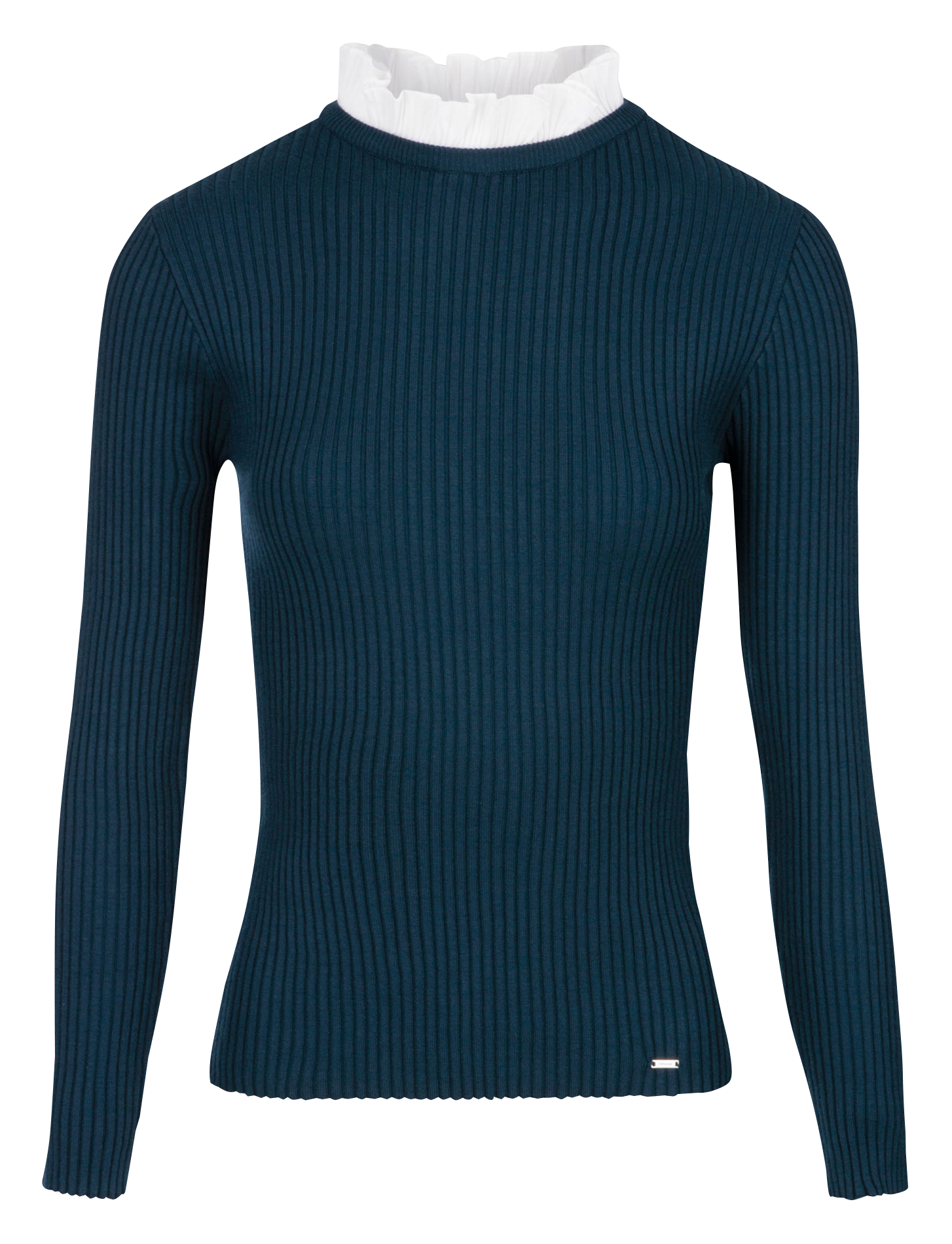 Gebreide trui met opstaande kraag en ribbelpatroon MORGAN Groen