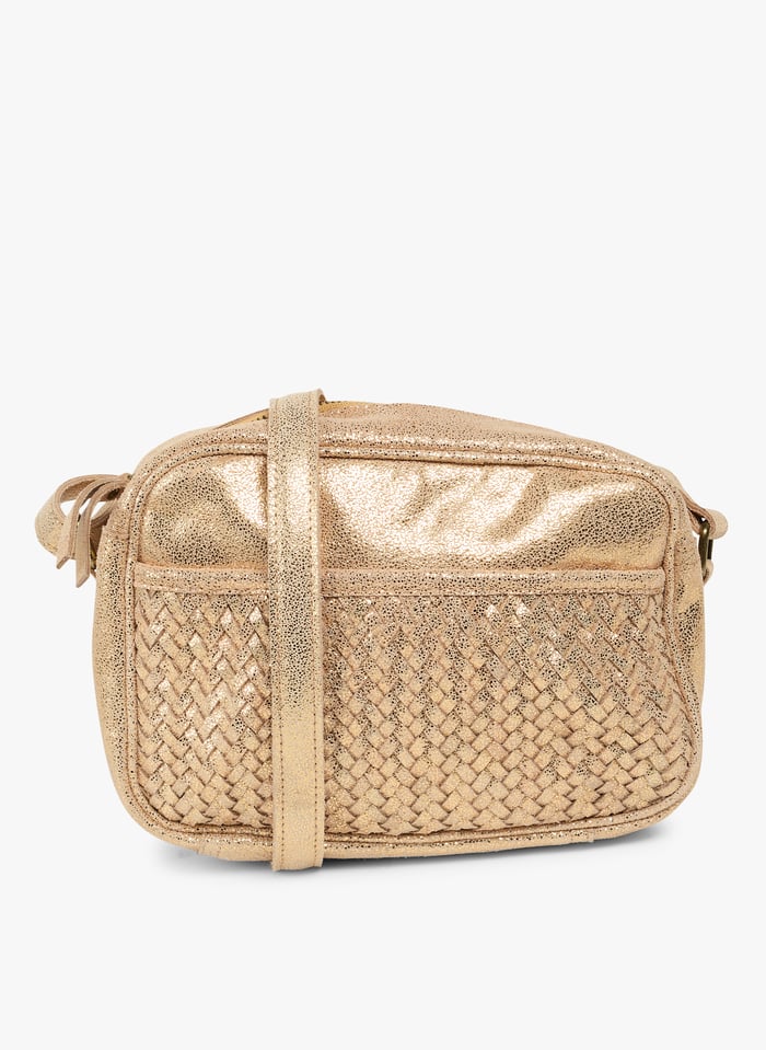 Metallic Leather Shoulder Bag Gold Colour Pieces Women Place