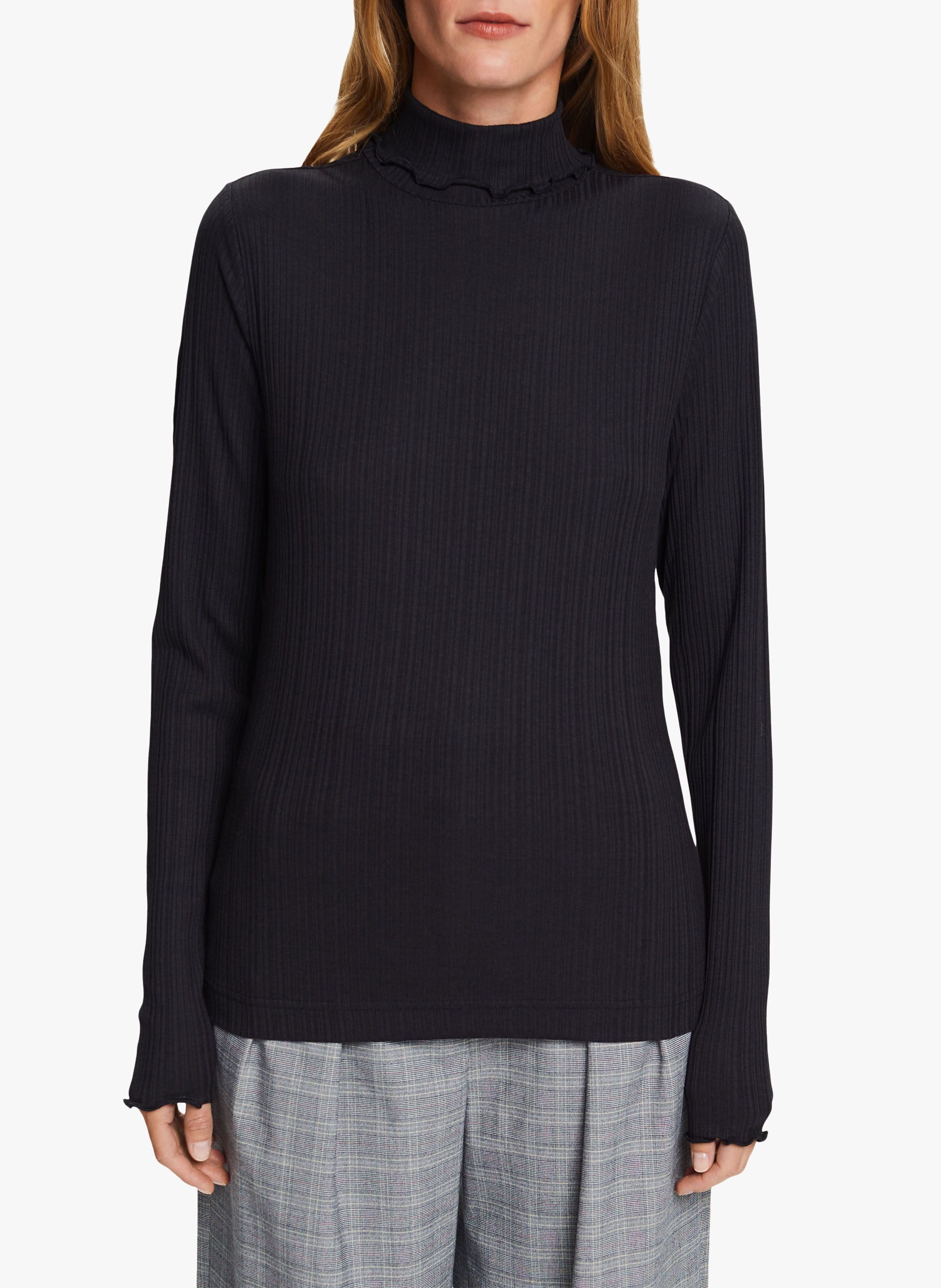 Sous pull Ajust Col Roul En Coton M lang Black Esprit Femme