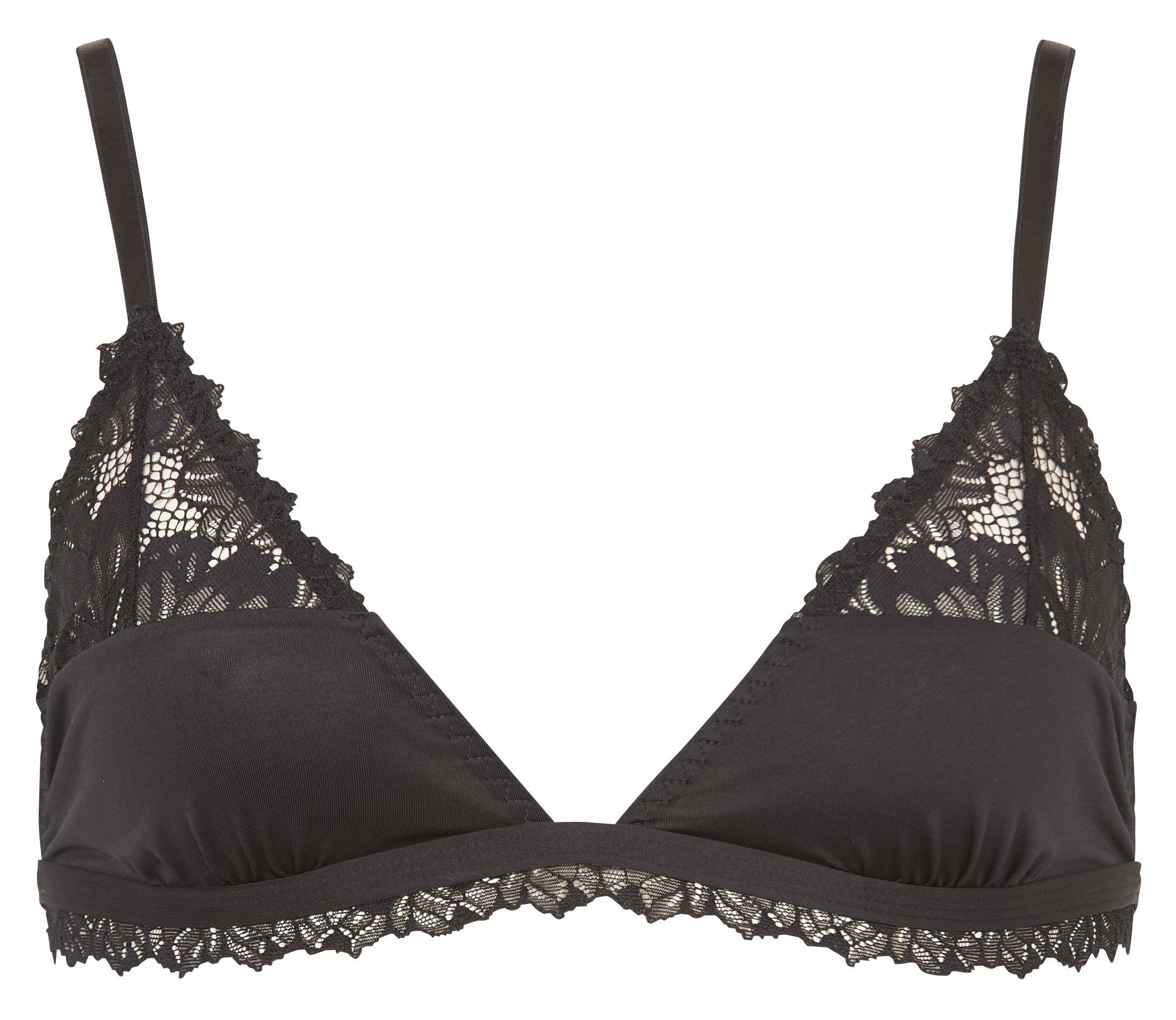 Soutien-gorge triangle brodé en dentelle  NENES PARIS Noir