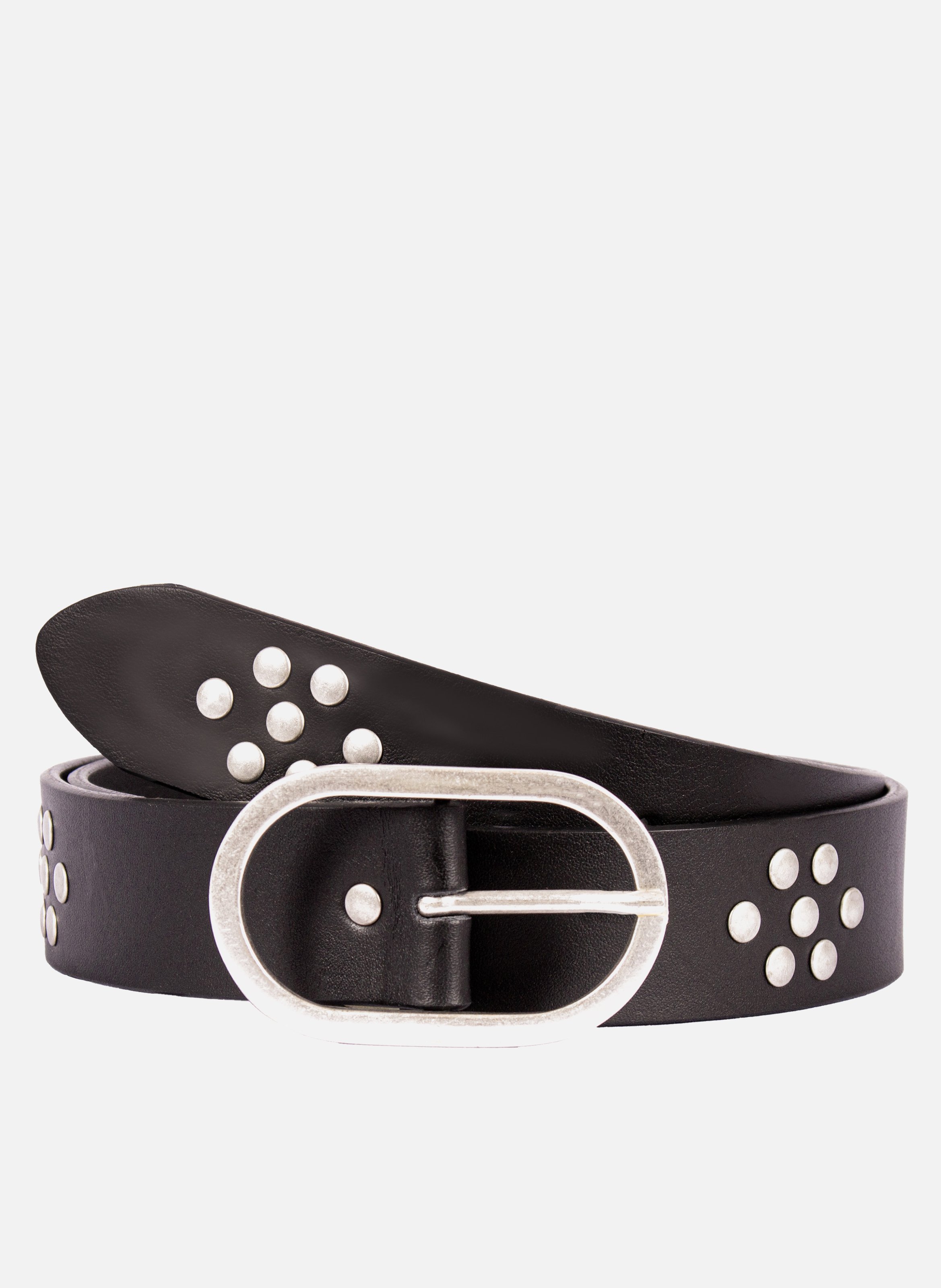 Wide studded leather belt JULES & JENN Black