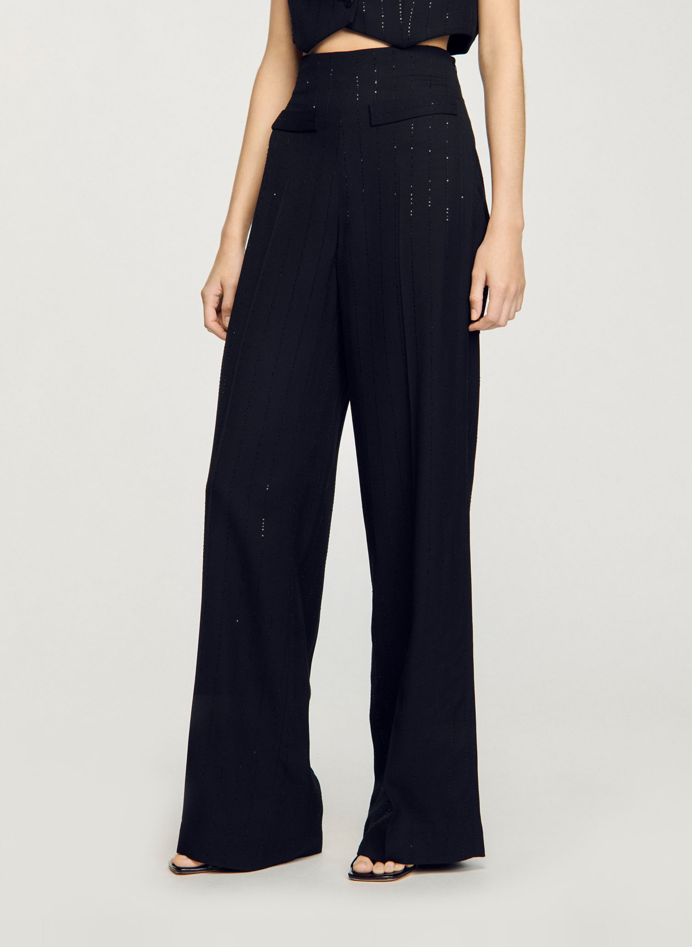 Straight leg sequin suit trousers SANDRO Black
